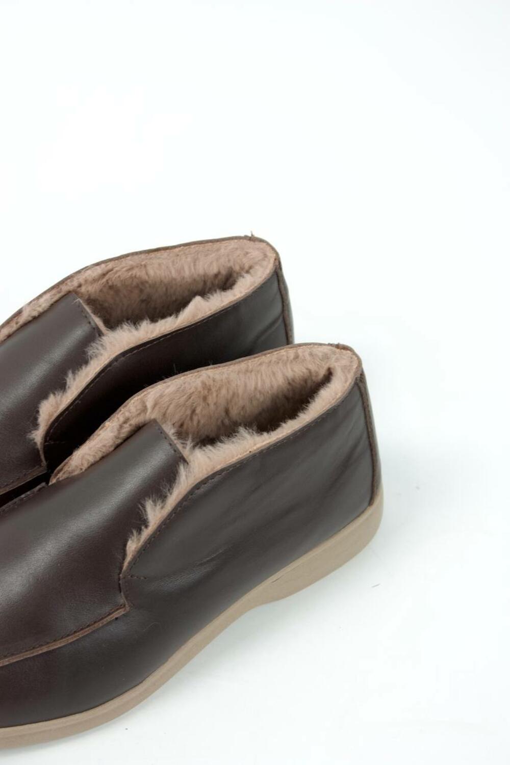 Лофери високі натуральні «Хіларі», ХУТРО, ШКІРА, T0224 Шоколад, 38