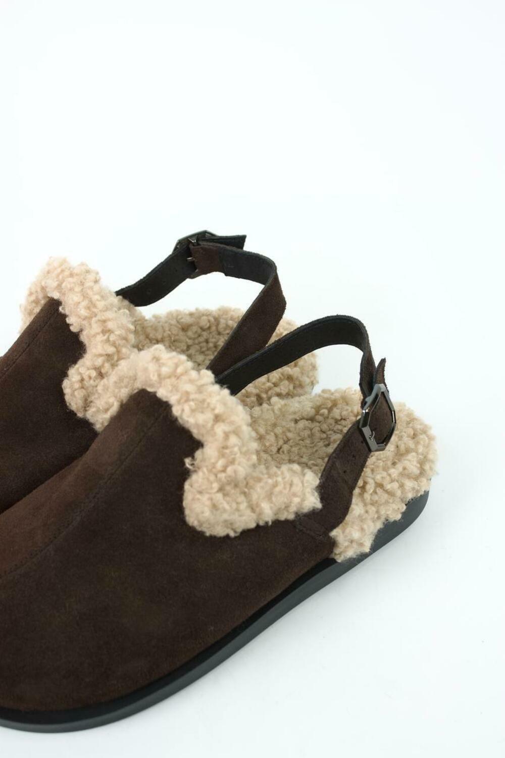 Клоги натуральні з хутром, 246 Шоколад, 38