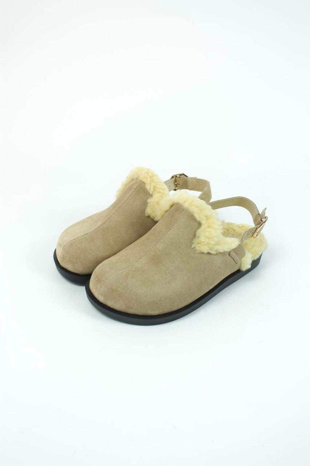 Клоги натуральні з хутром, 246 беж, 39