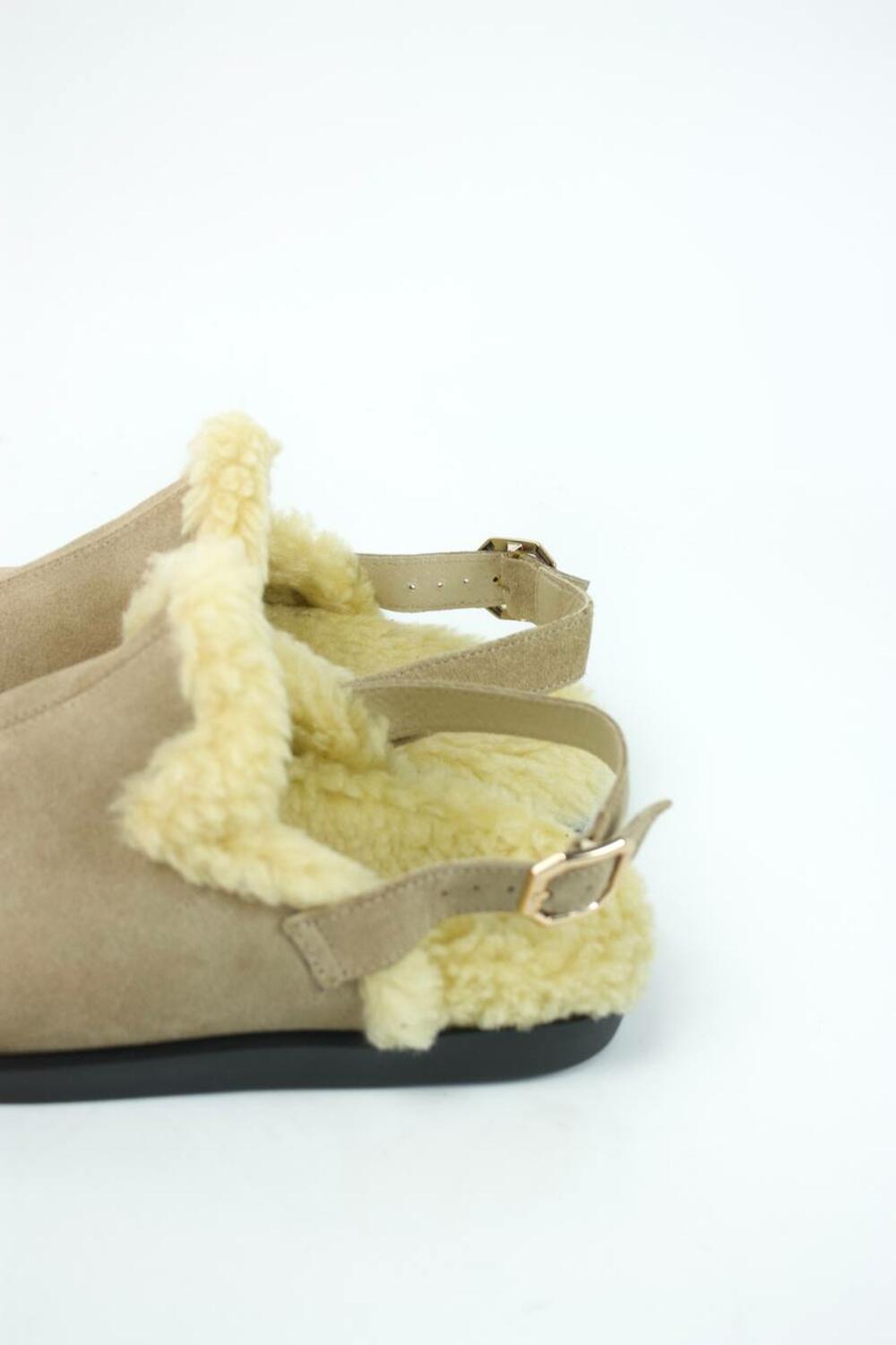 Клоги натуральні з хутром, 246 беж, 39