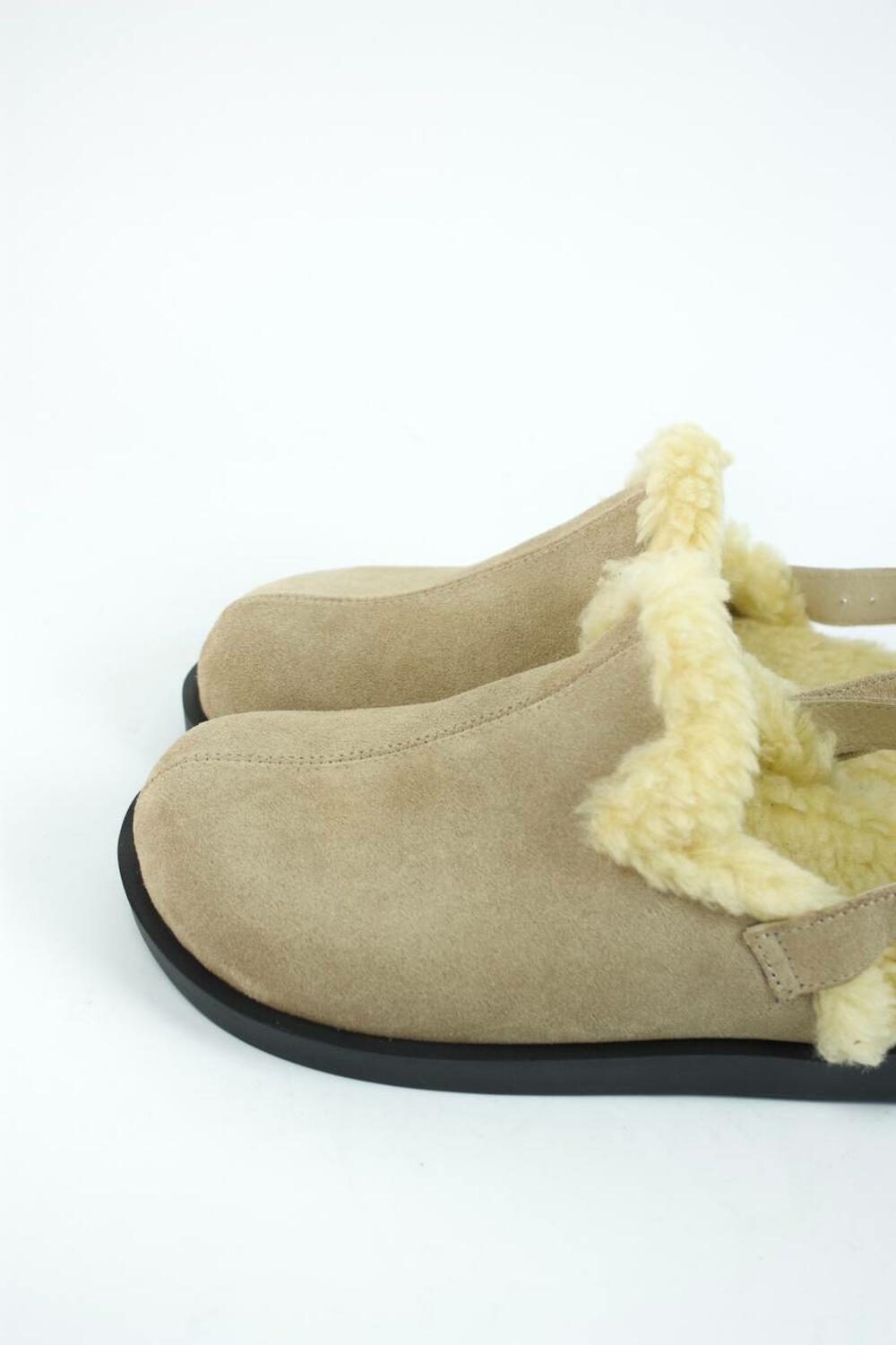 Клоги натуральні з хутром, 246 беж, 39