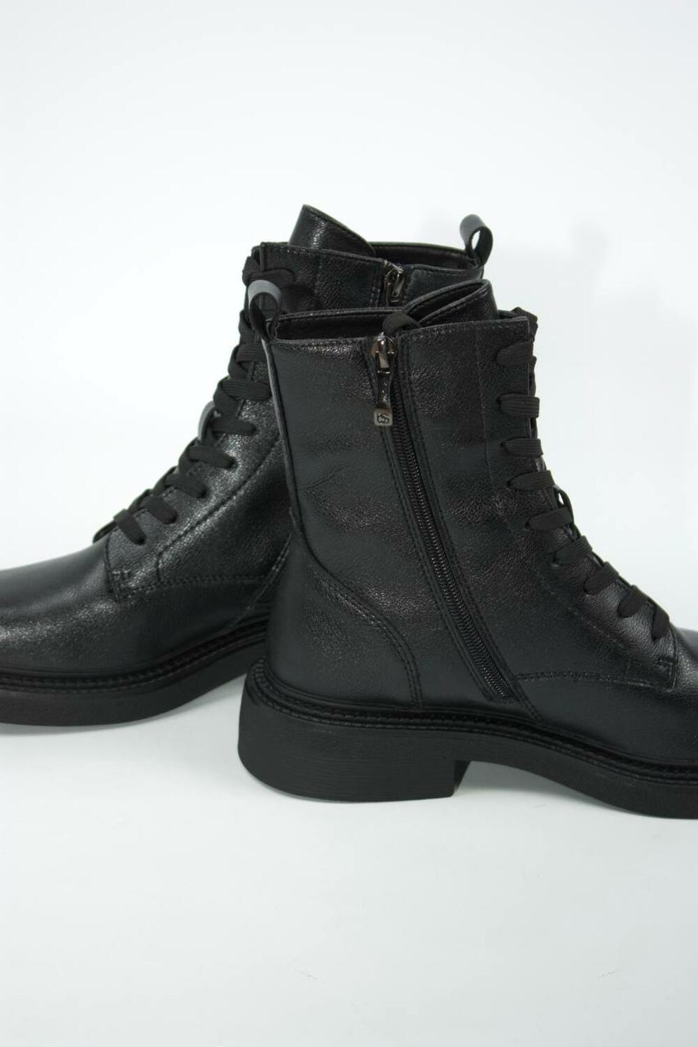 Черевики шкіряні на шнурівці, 956026/02-01W чорний, 40