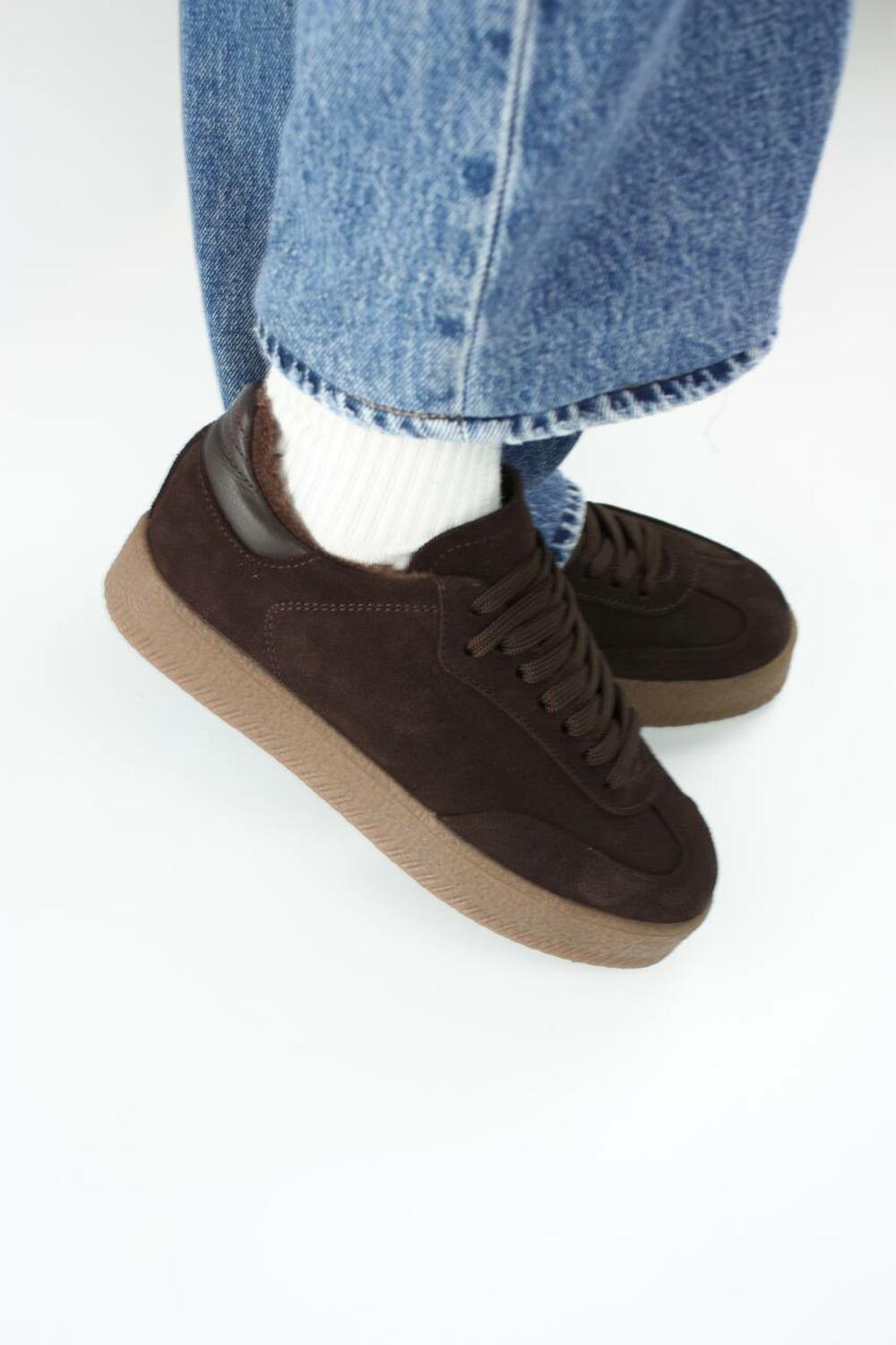 Кеди класичні на підвищеній підошві, Т-5/2-2141, ХУТРО Шоколад, 41