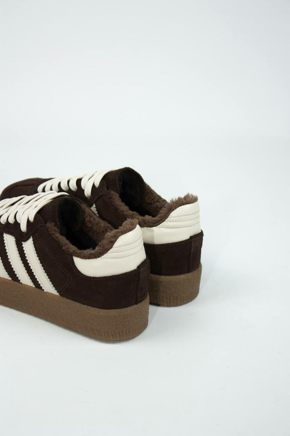 Кеди "три полоси" на підвищеній підошві, ХУТРО, Т-5/1-21413 Шоколад, 41