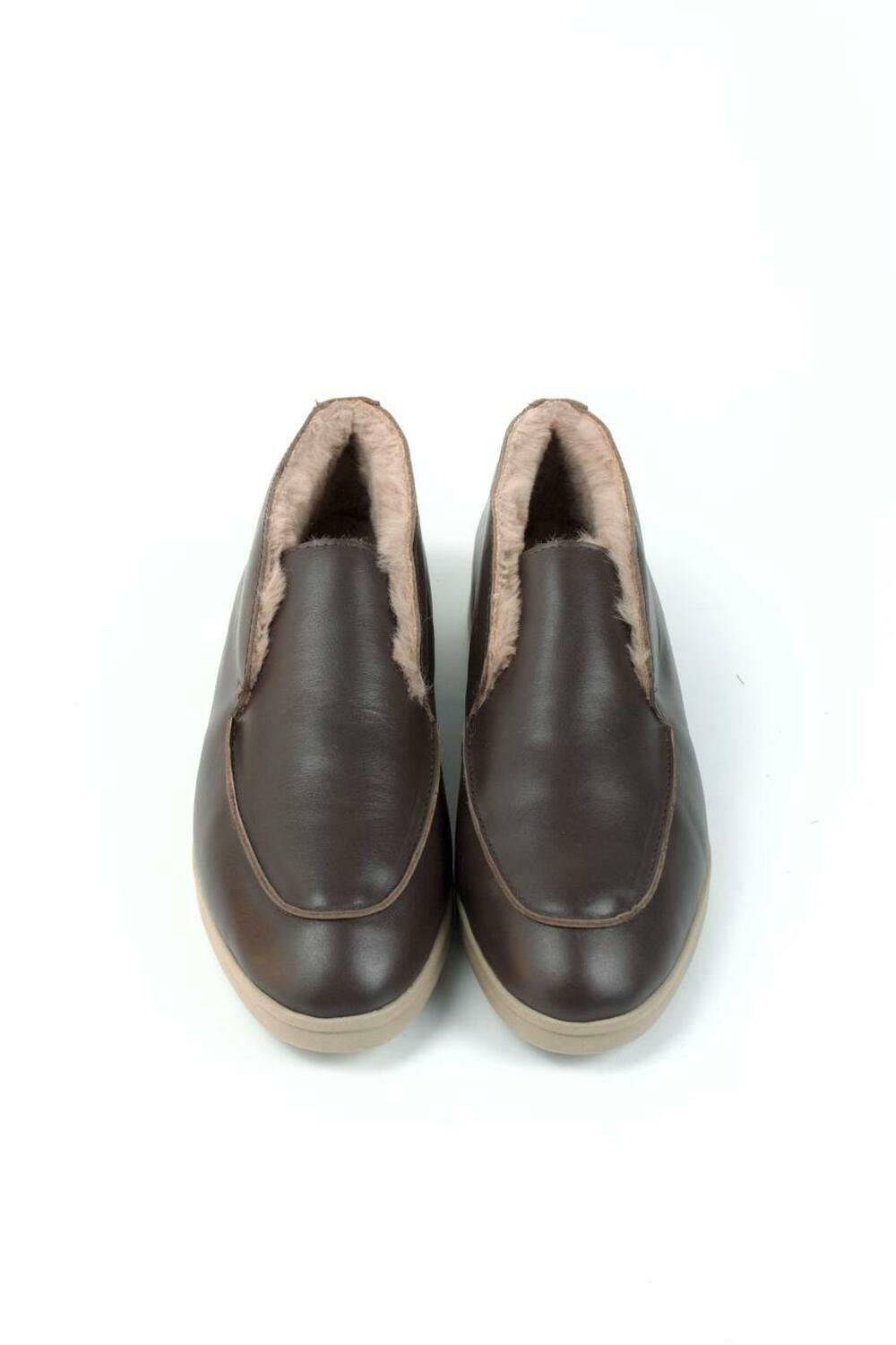 Лофери високі натуральні «Хіларі», ХУТРО, ШКІРА, T0224 Шоколад, 40