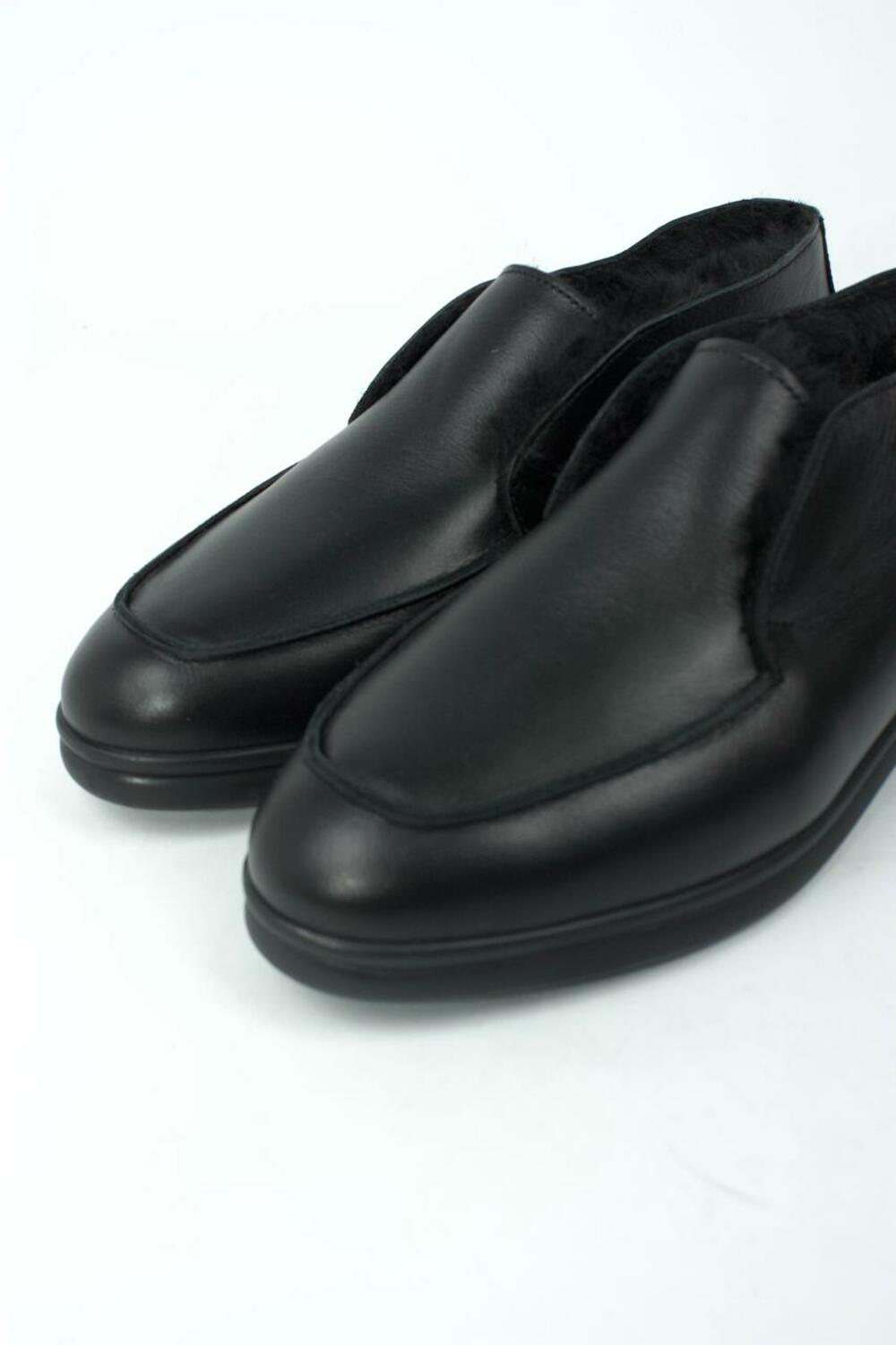 Лофери високі натуральні «Хіларі», ХУТРО, ШКІРА, T0224 чорний, 41