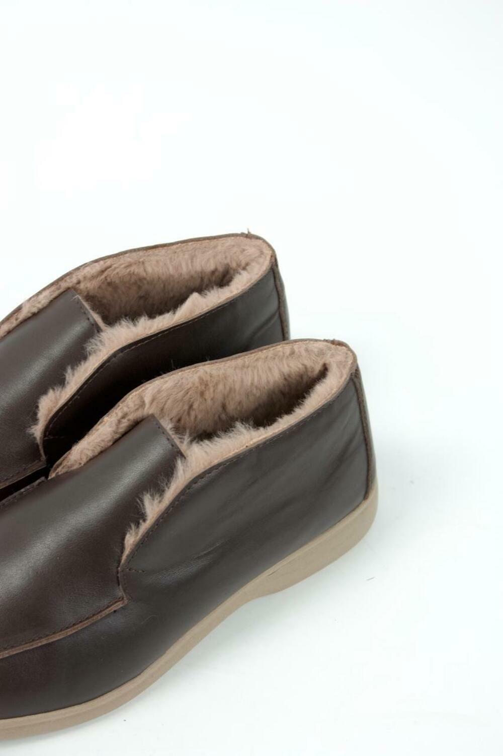 Лофери високі натуральні «Хіларі», ХУТРО, ШКІРА, T0224 Шоколад, 39