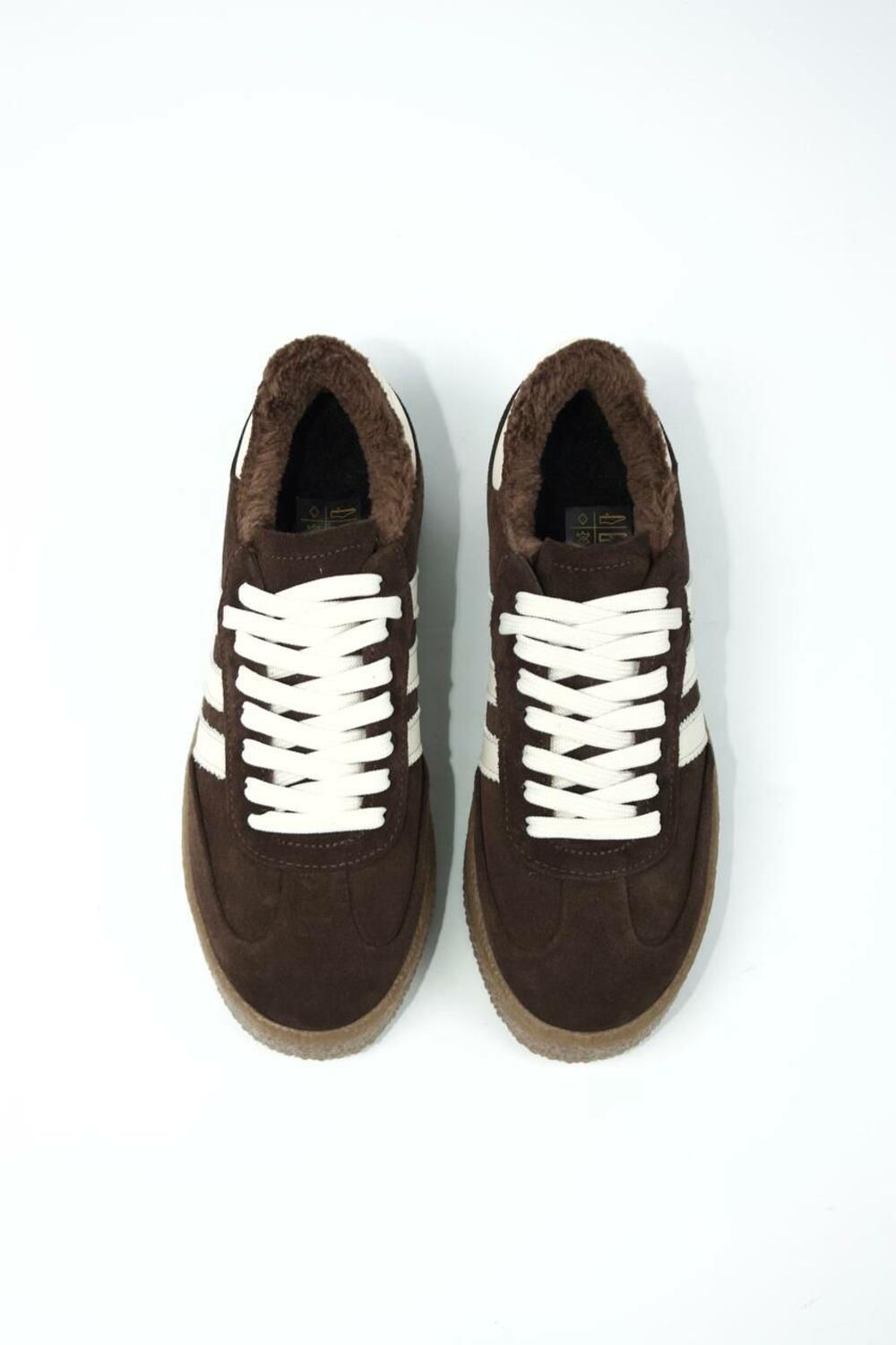 Кеди "три полоси" на підвищеній підошві, ХУТРО, Т-5/1-21413 Шоколад, 41