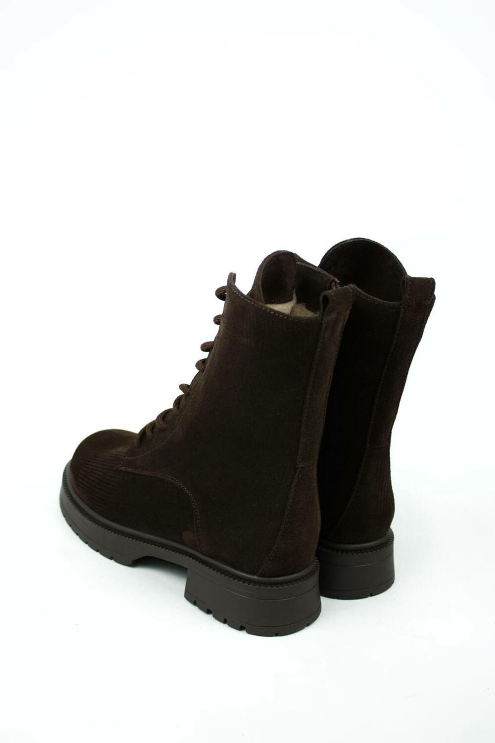 Черевики Поліна зі шнурівкою, ХУТРО, 2525 Шоколад, 40