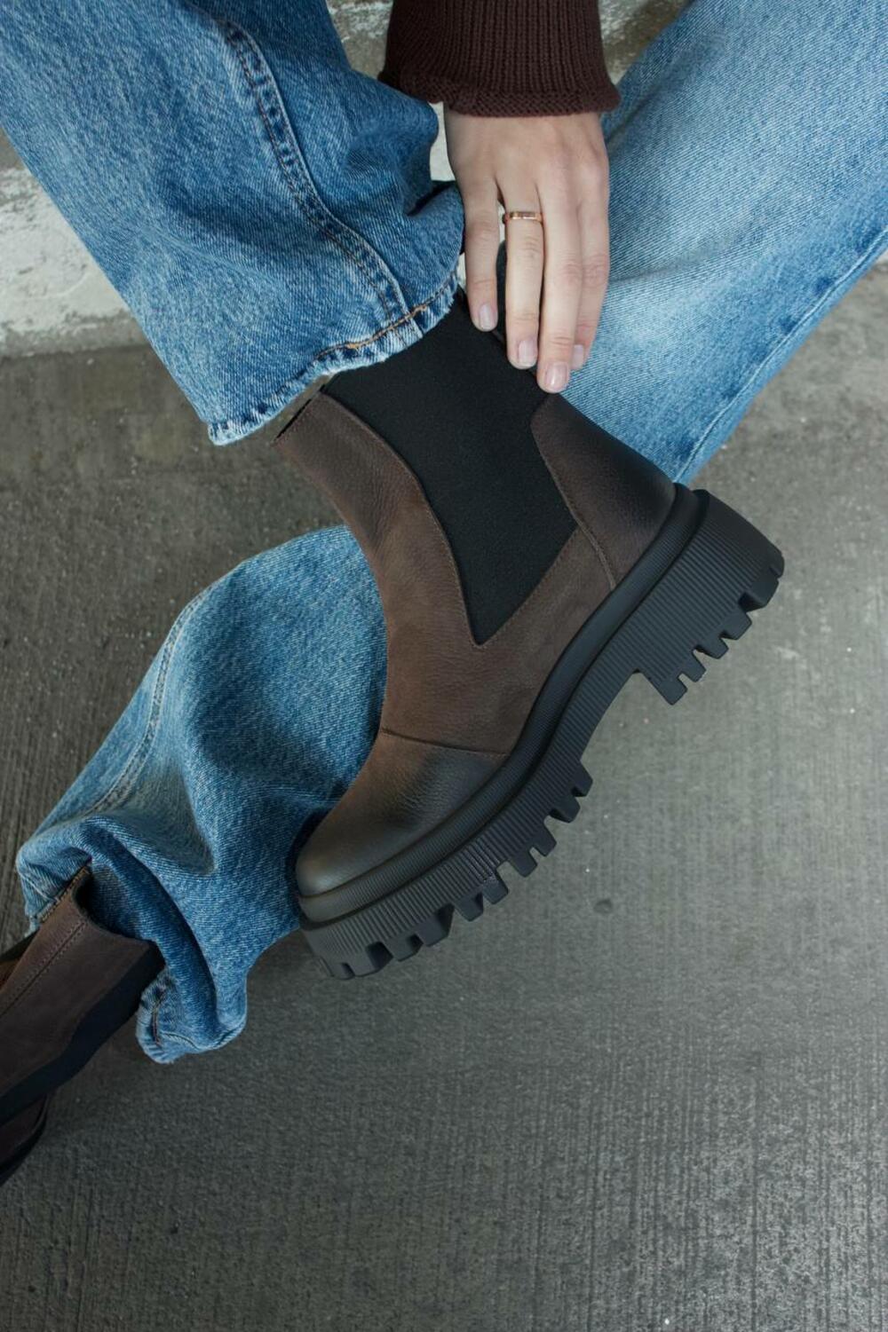 Класичні Челсі з резинкою, ХУТРО, B-165-411 Шоколад, 38