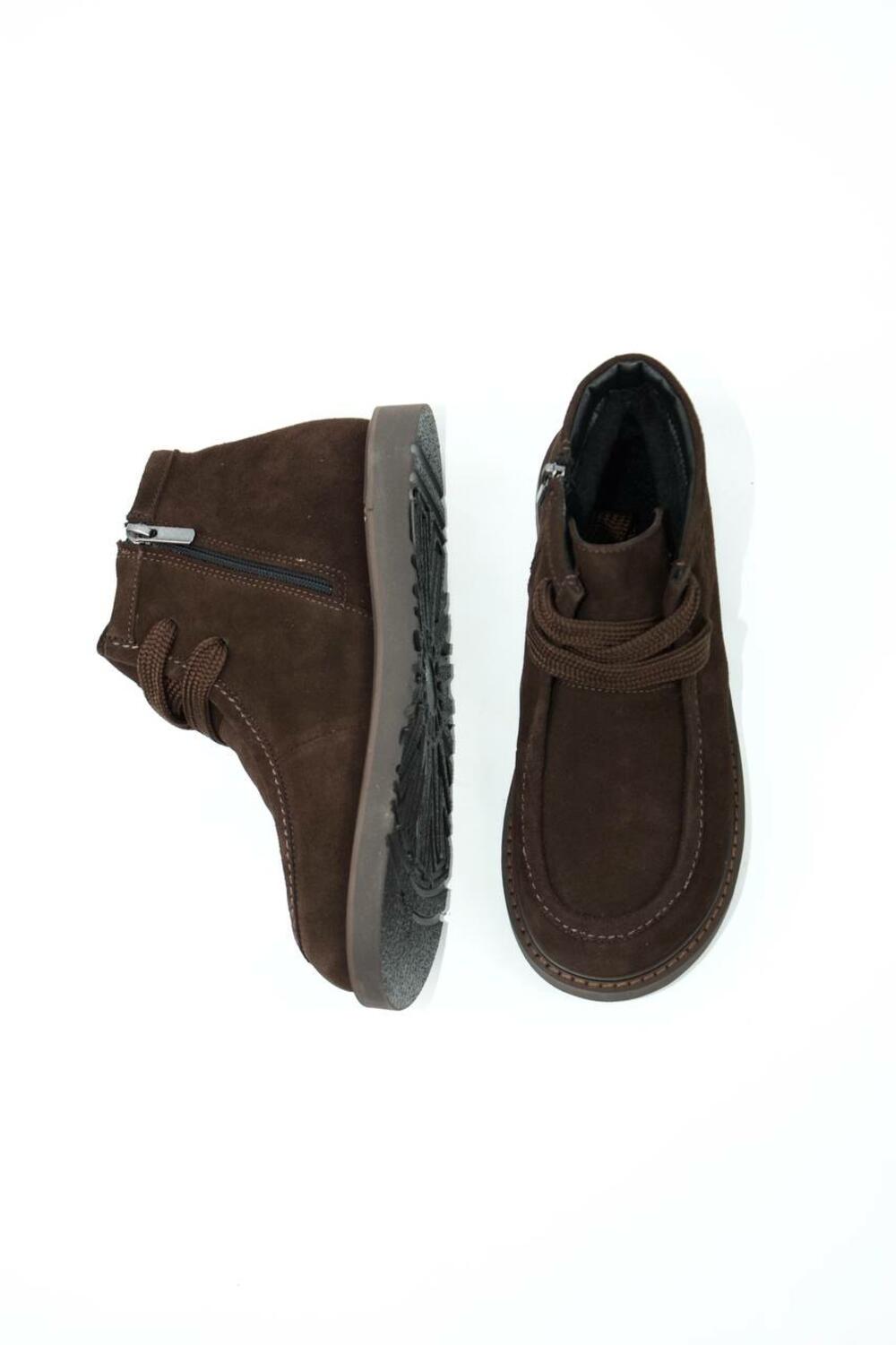 Напівчеревики анатомічної форми зі шнурівкою, хутро, К-18-0079 Шоколад, 41