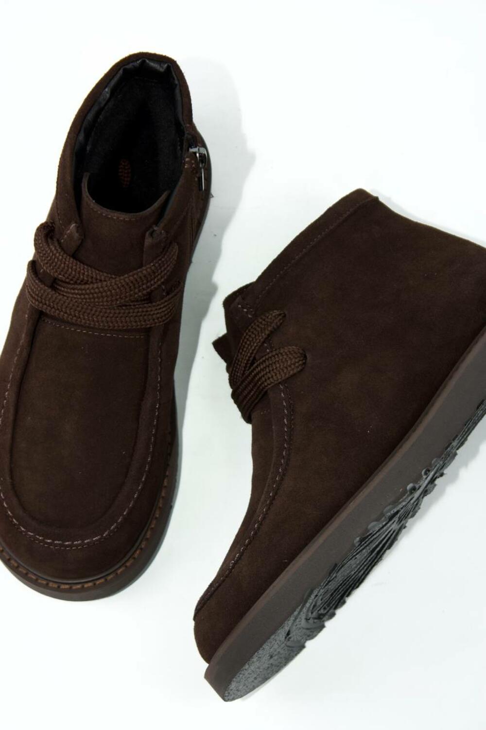 Напівчеревики анатомічної форми зі шнурівкою, хутро, К-18-0079 Шоколад, 41