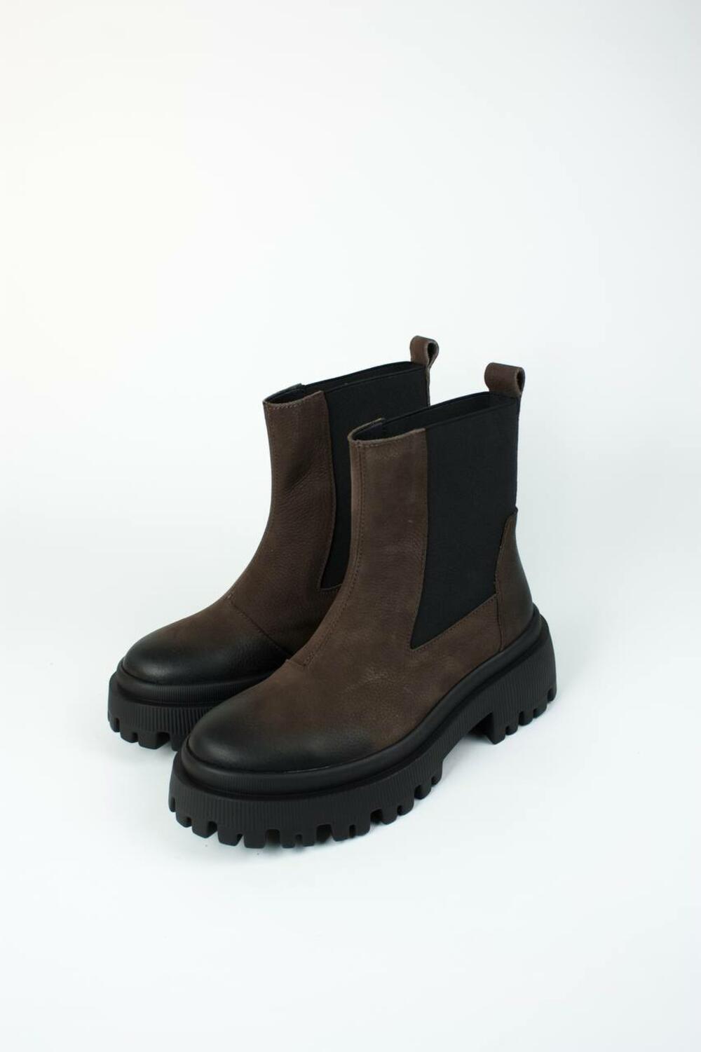 Класичні Челсі з резинкою, ХУТРО, B-165-411 Шоколад, 38