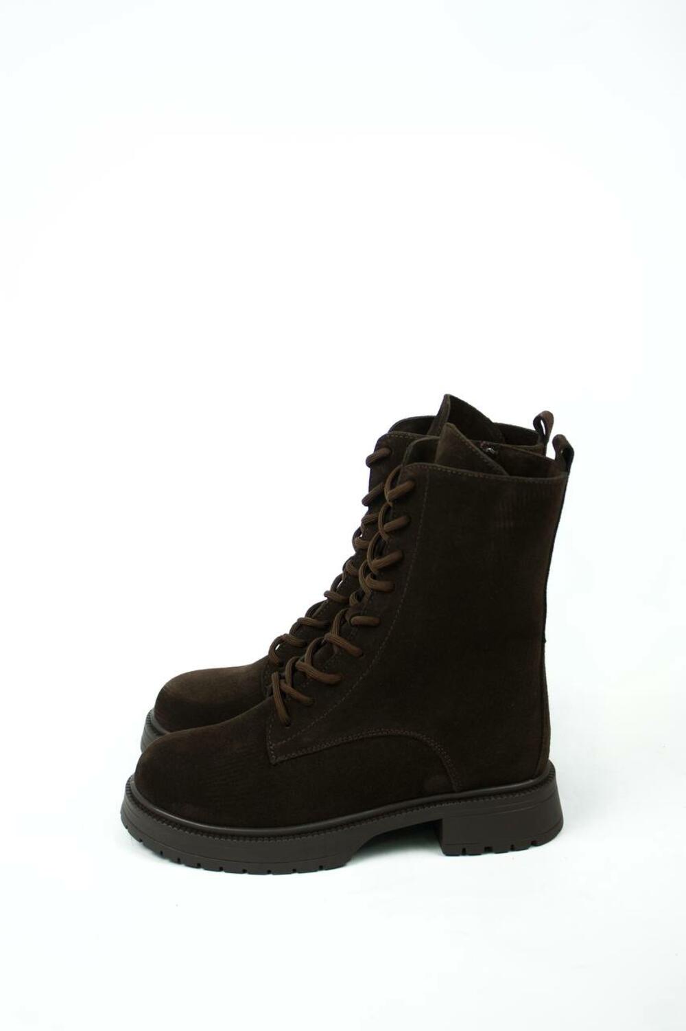 Черевики Поліна зі шнурівкою, ХУТРО, 2525 Шоколад, 40