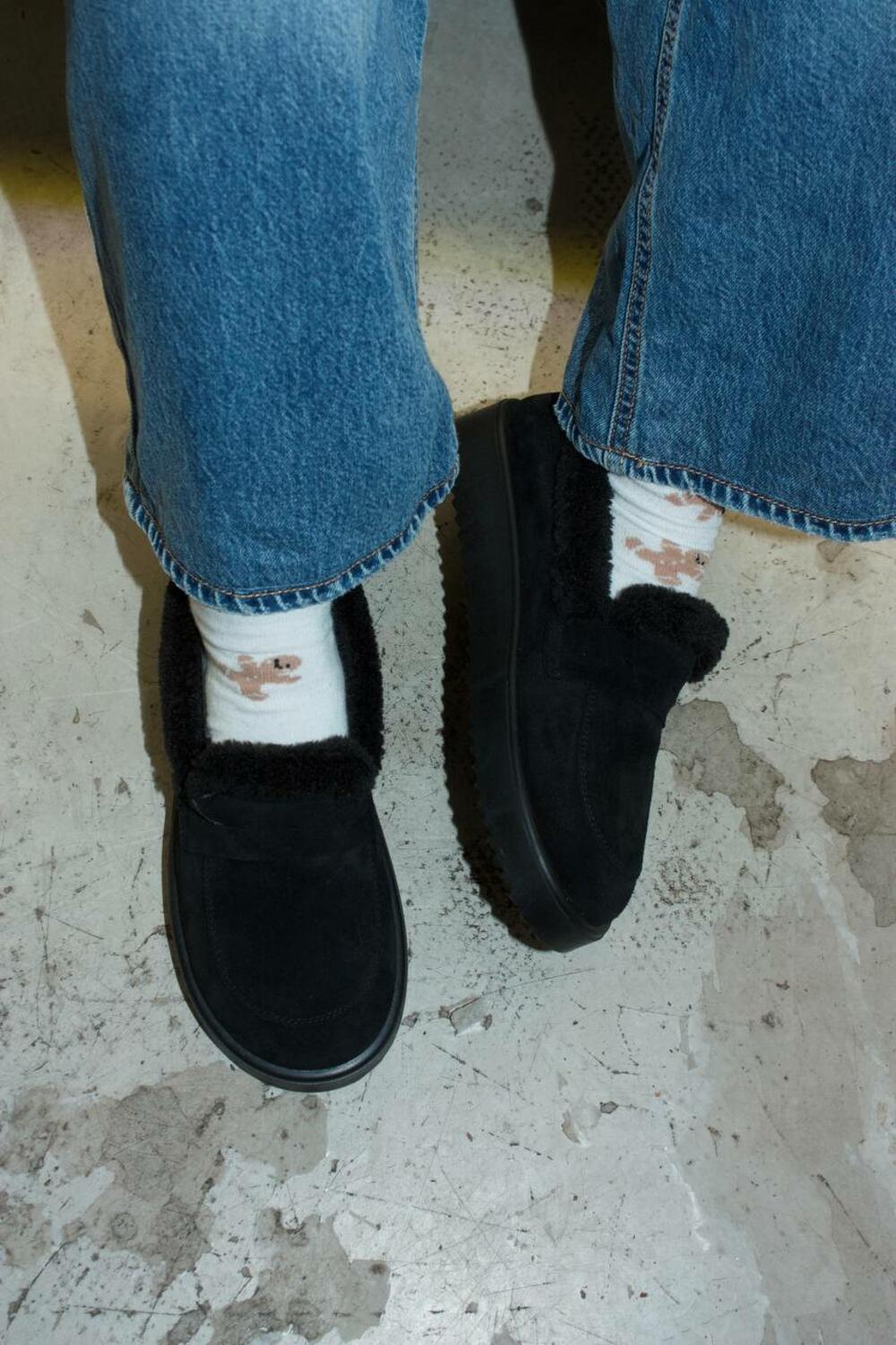 Лофери анатомічні, ХУТРО, T0325 чорний, 41