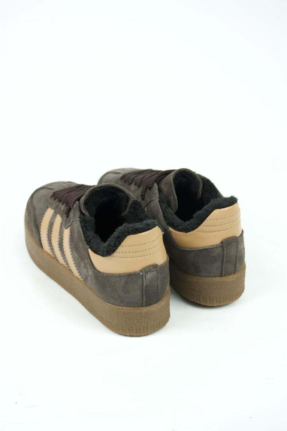 Кеди "три полоси" на підвищеній підошві, Т-5/1-21413, ХУТРО графіт, 40