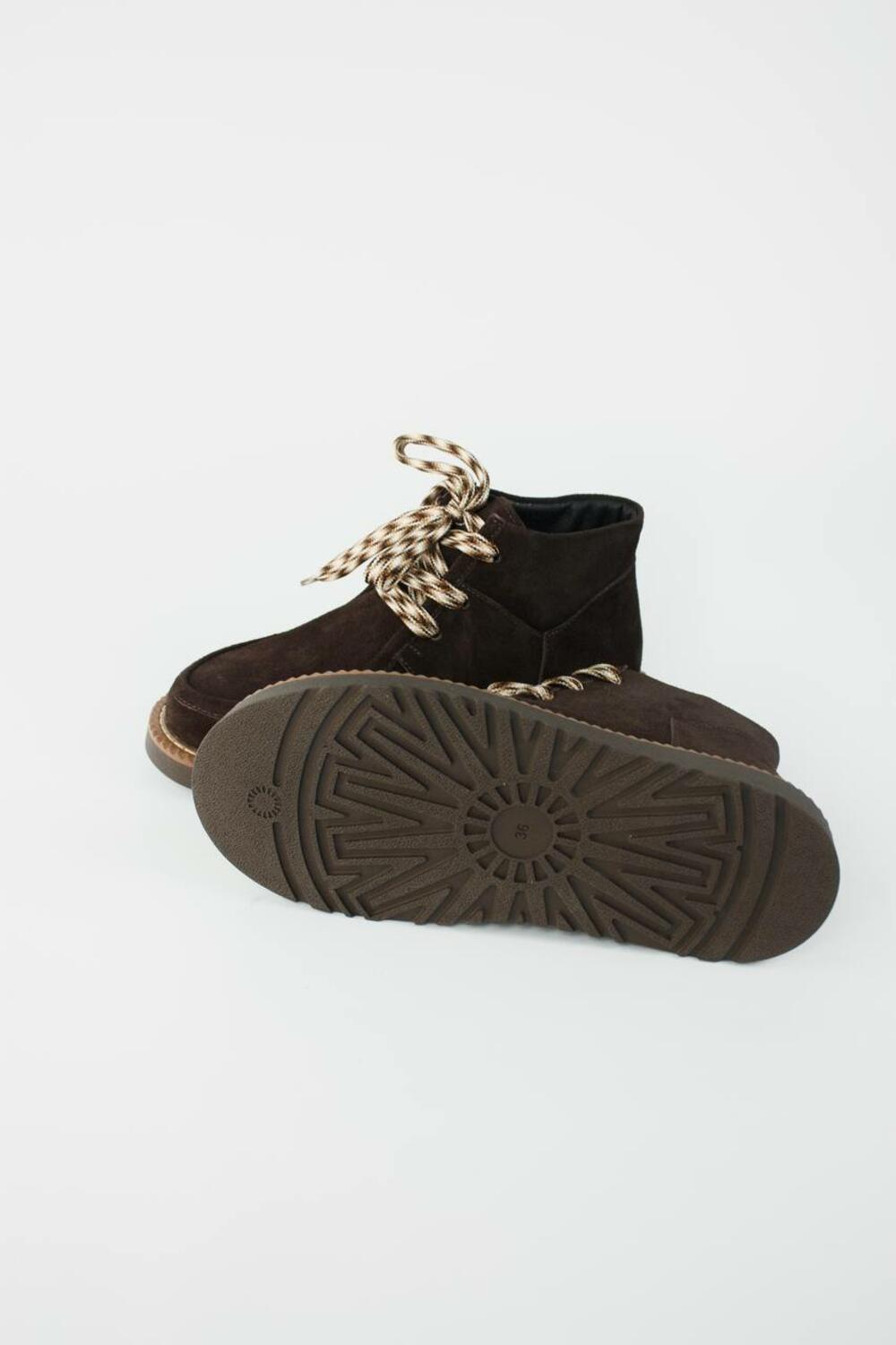 Черевики зі шнурівкою, 451-0079, ХУТРО Шоколад, 37