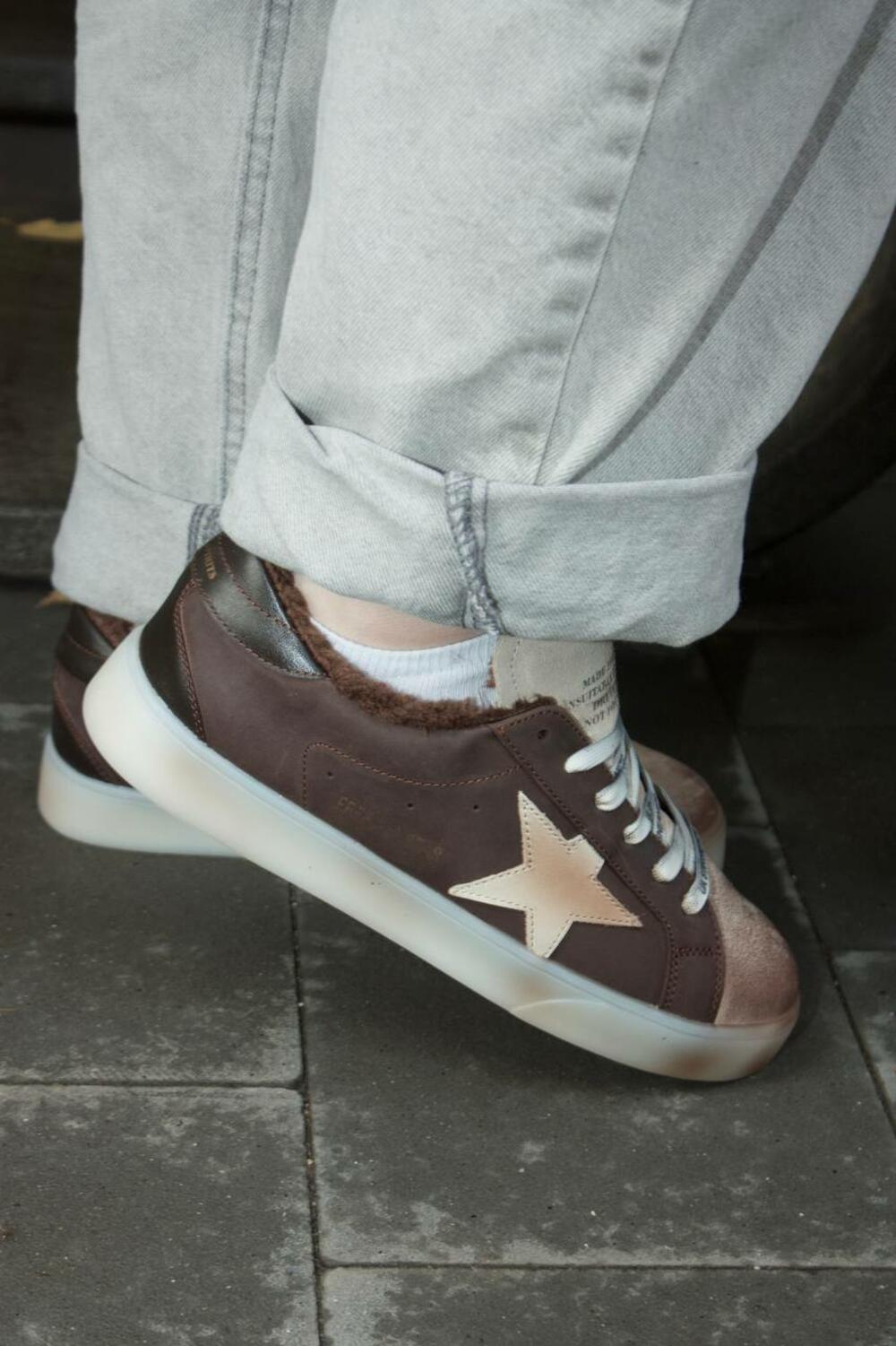 Кеди Зірка з потертостями, 2503.77215217.206, ХУТРО коричневий, 41