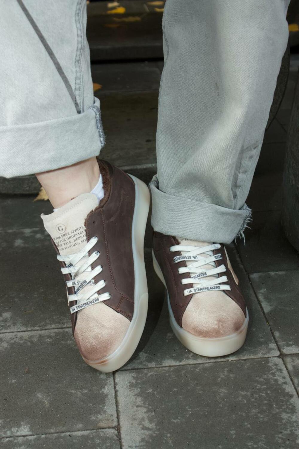 Кеди Зірка з потертостями, 2503.77215217.206, ХУТРО коричневий, 41