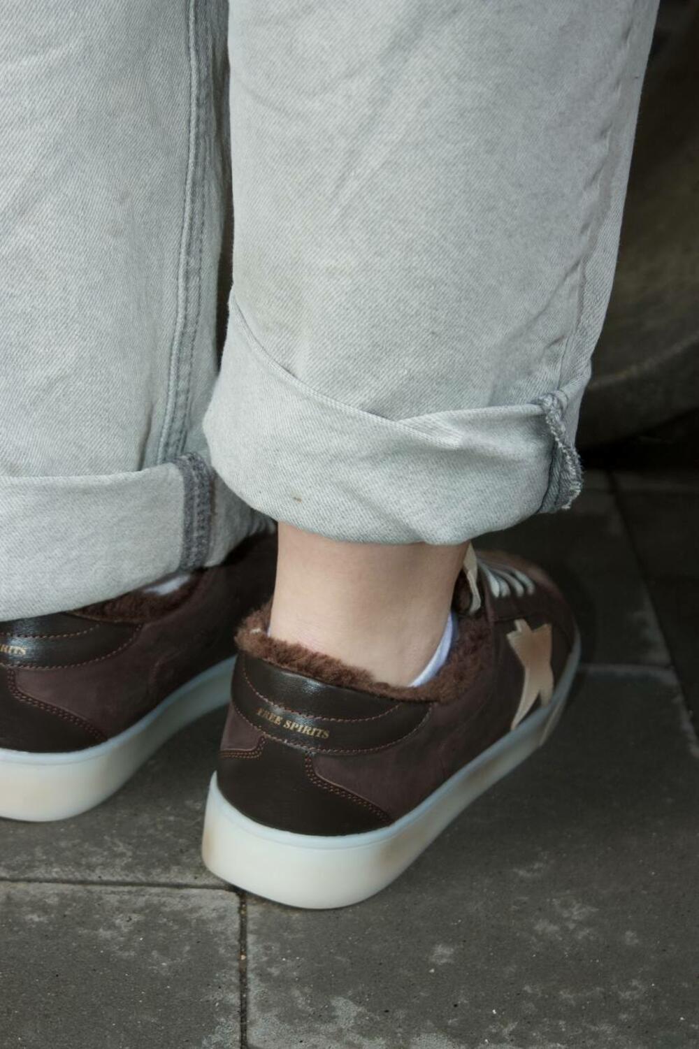 Кеди Зірка з потертостями, 2503.77215217.206, ХУТРО коричневий, 41