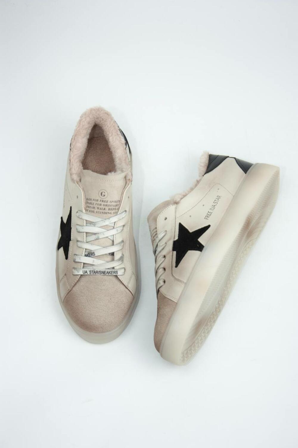 Кеди Зірка з потертостями, 2503.774941.206, ХУТРО молочний, 41