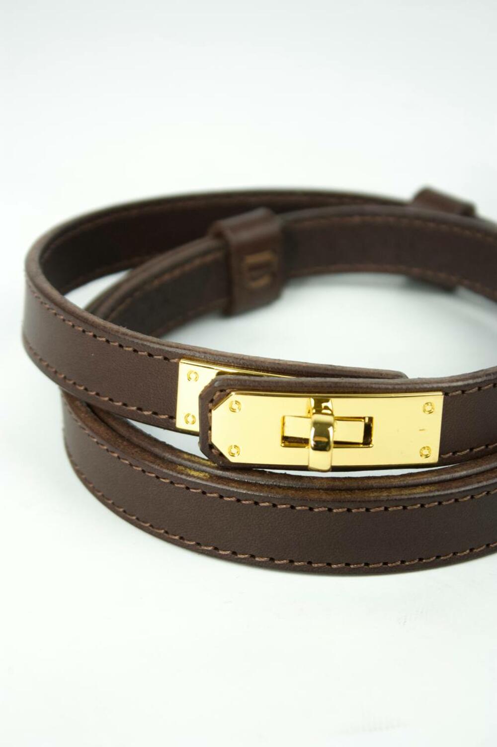 Ремінь “Верона”, золота фурнітура, 1.8 см Шоколад