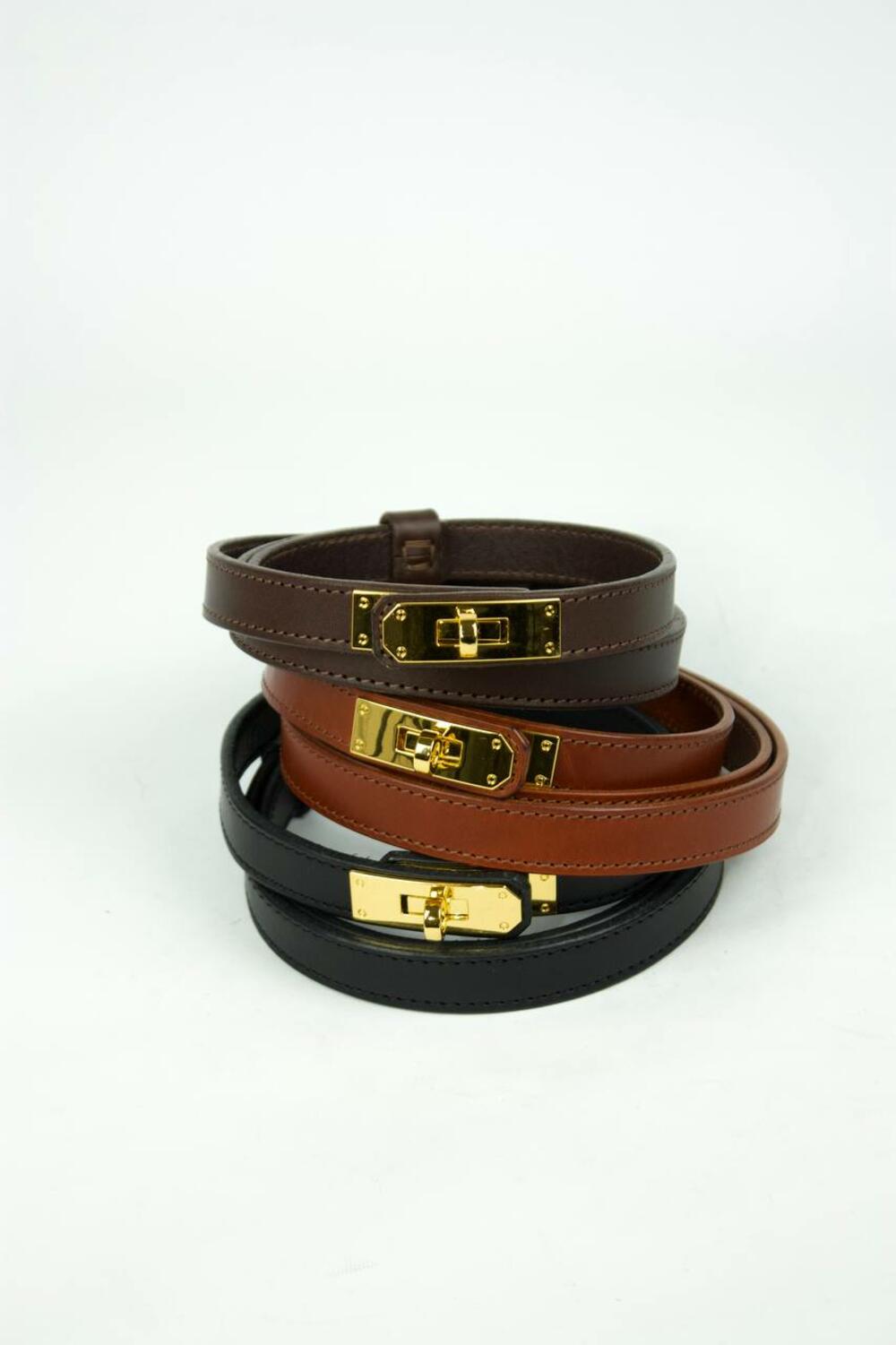 Ремінь “Верона”, золота фурнітура, 1.8 см Шоколад