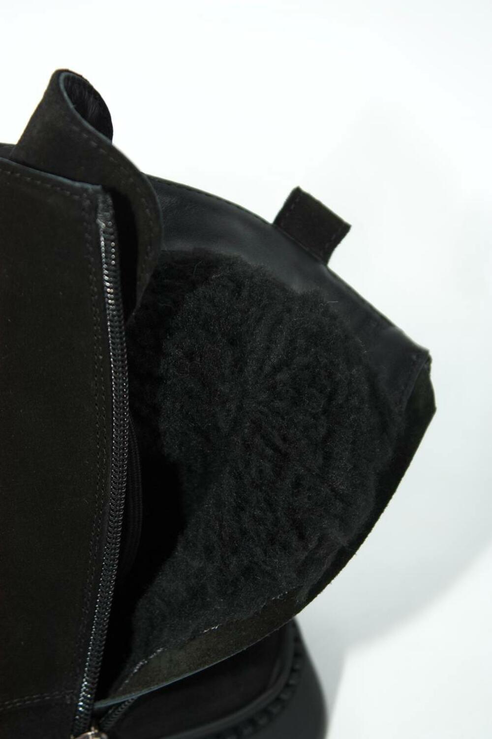 Черевики Поліна зі шнурівкою, ХУТРО, 2525 чорний, 39