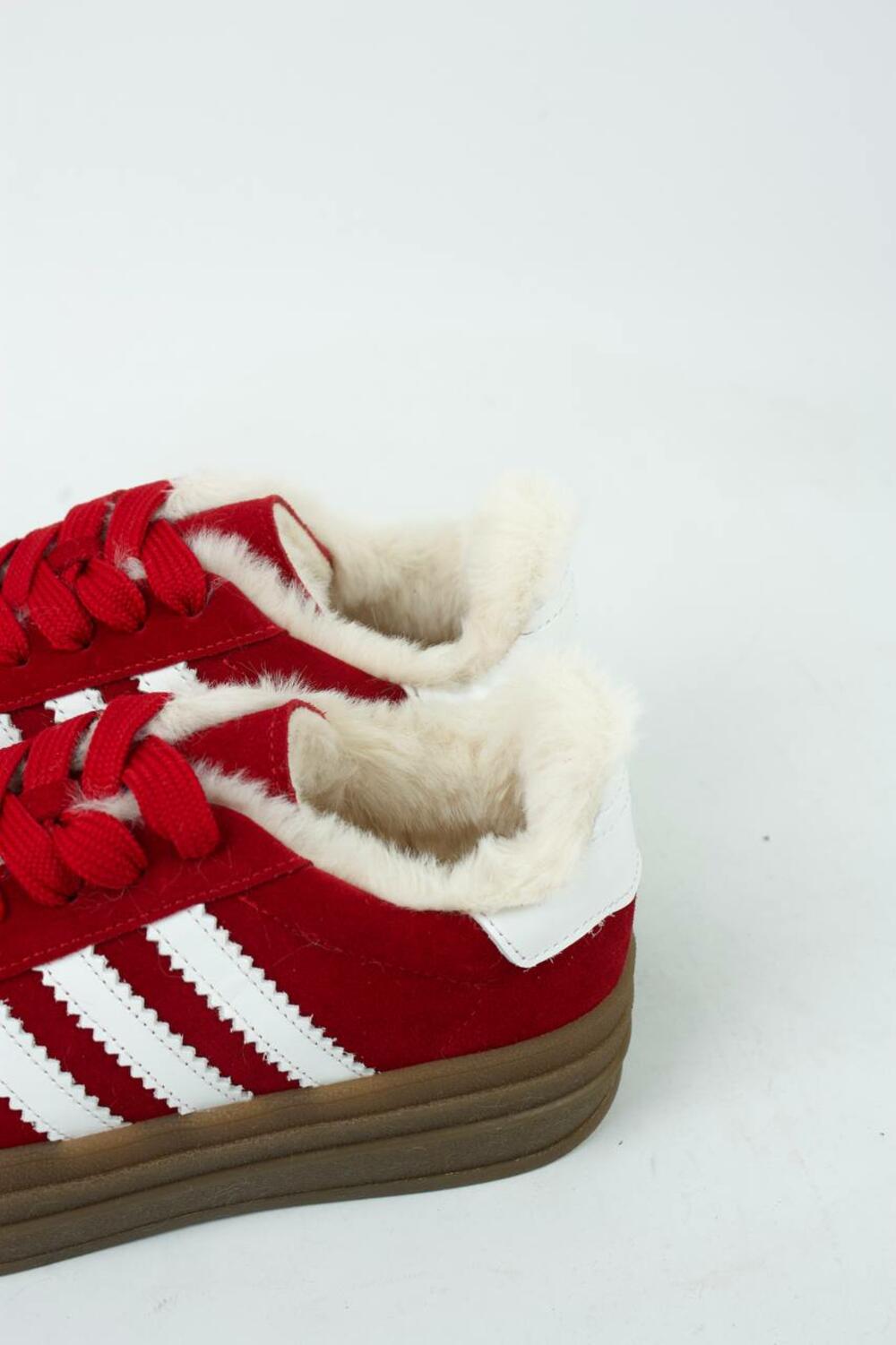 Кеди "три полоси" на високій підошві, ХУТРО, К0524 червоний, 40