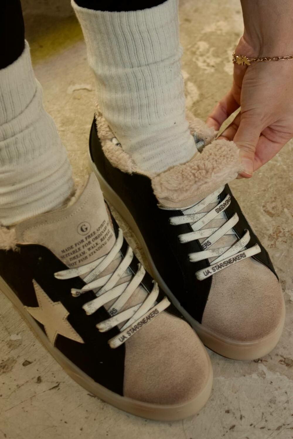 Кеди Зірка з потертостями, 2503.7721421.206, ХУТРО чорний, 40