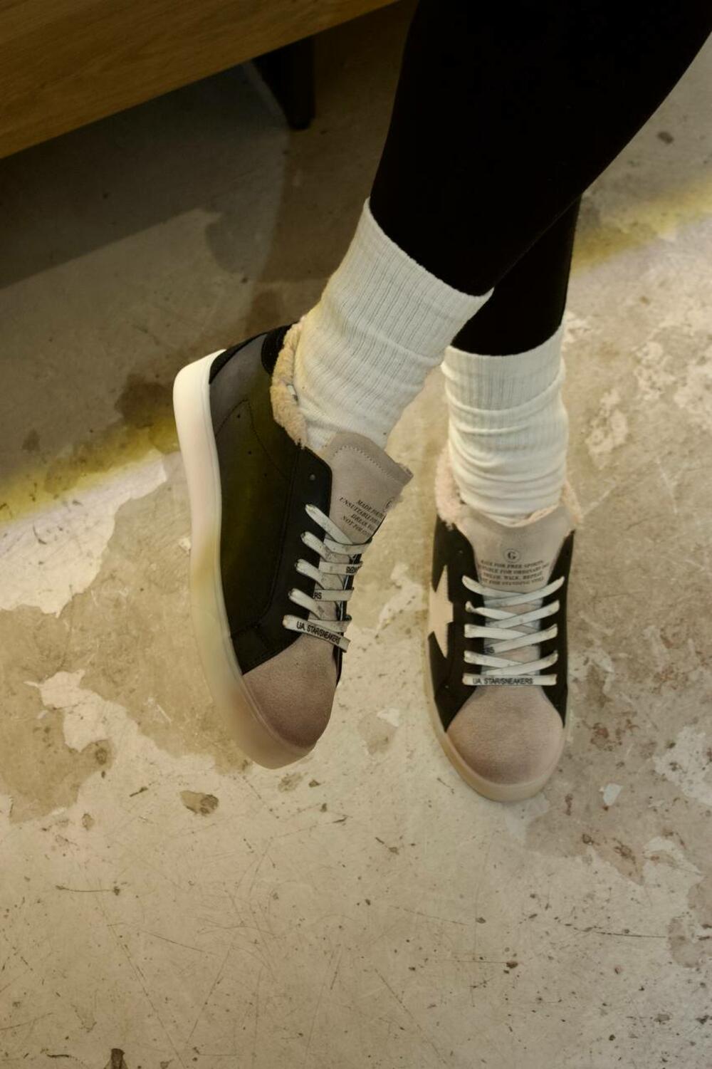 Кеди Зірка з потертостями, 2503.7721421.206, ХУТРО чорний, 40