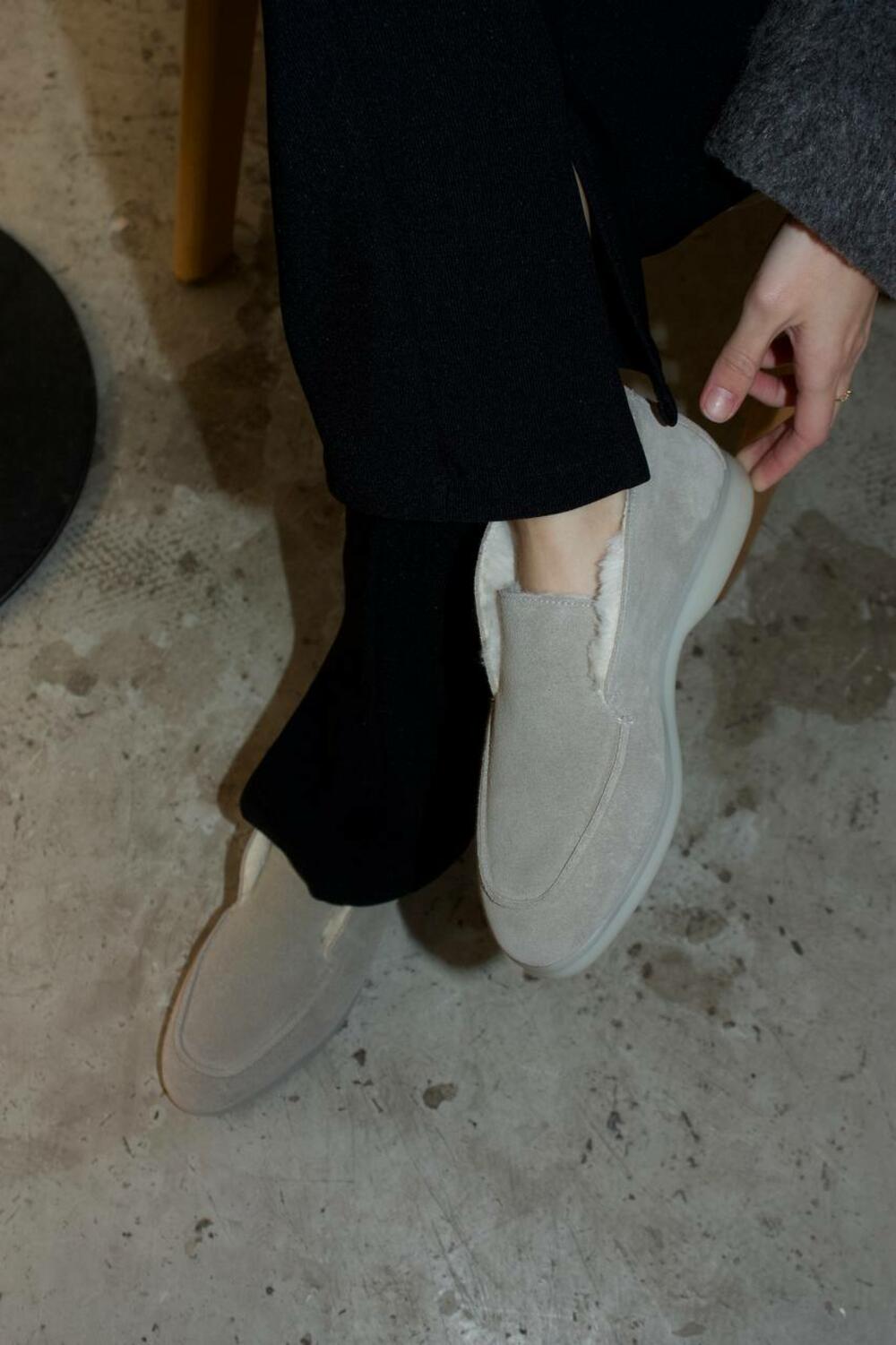 Лофери високі натуральні «Хіларі», ХУТРО, T0224 айворі, 40