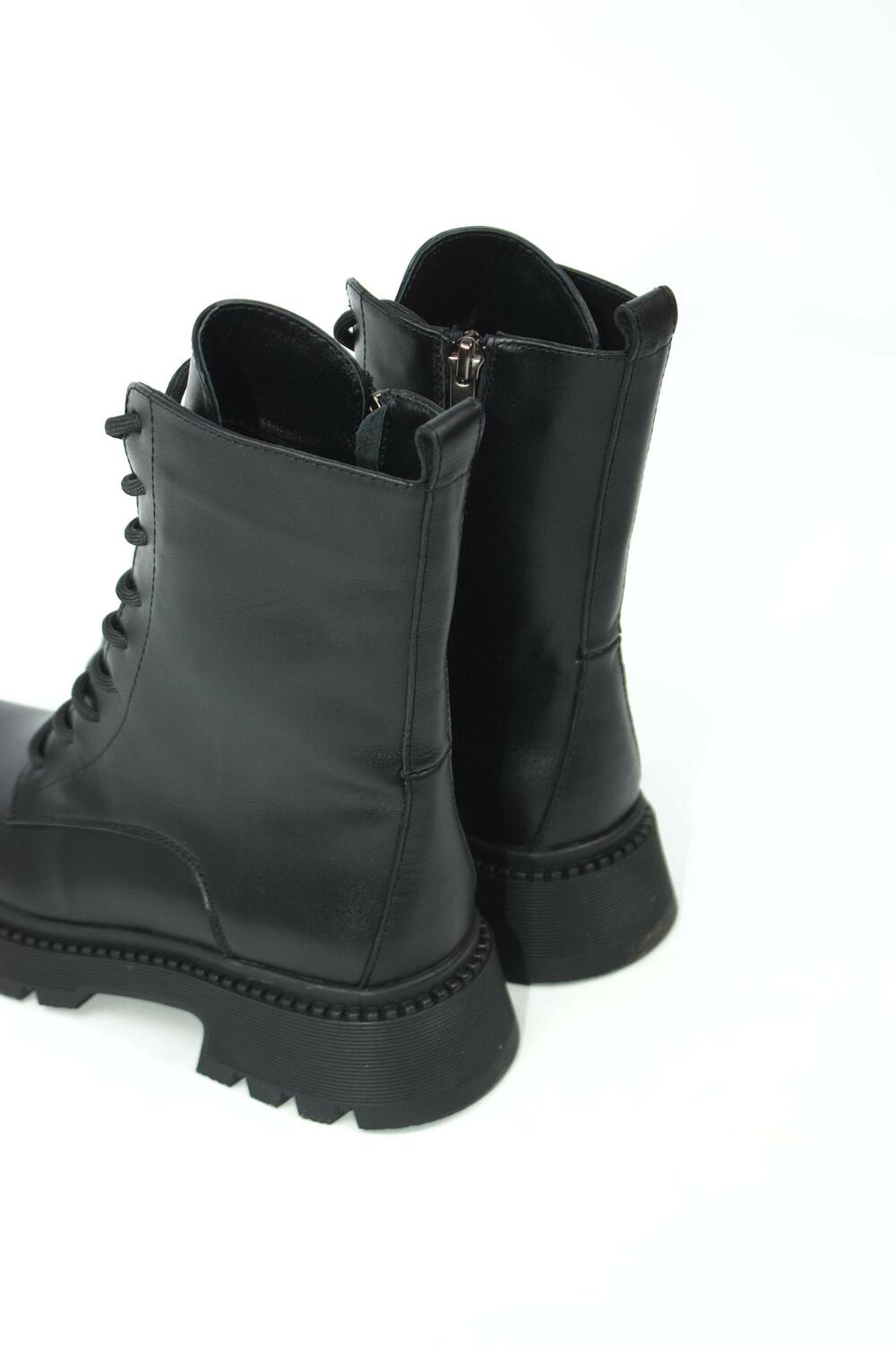 Черевики Поліна зі шнурівкою, ШКІРА, 2525 чорний, 37