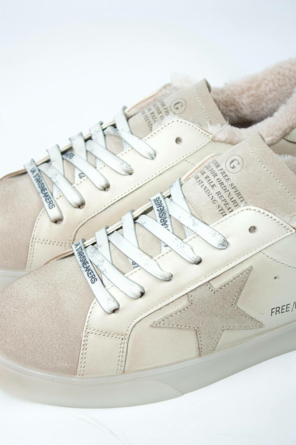 Кеди Зірка з потертостями, 2503.7749.206, ХУТРО молочний, 40