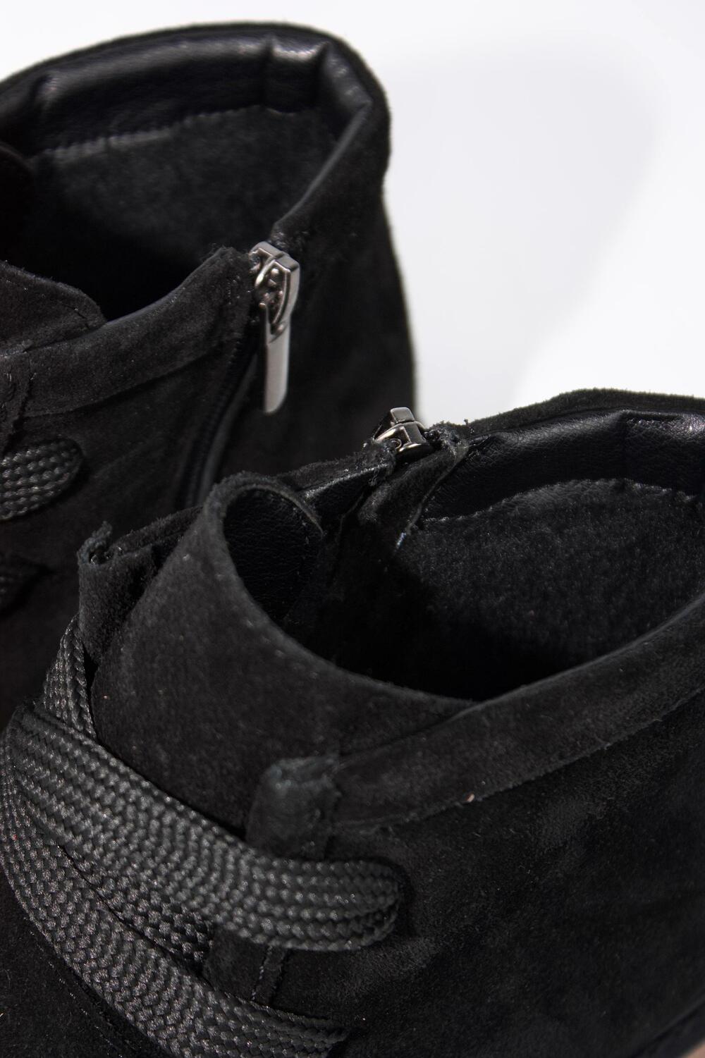 Напівчеревики анатомічної форми зі шнурівкою, (замша, хутро), К-18-0079 чорний, 40