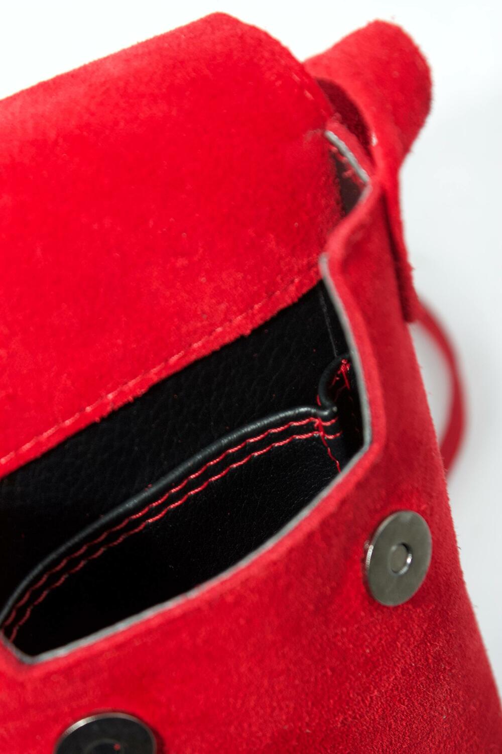 Сумка замшева mini, 1065 червоний "лаос"