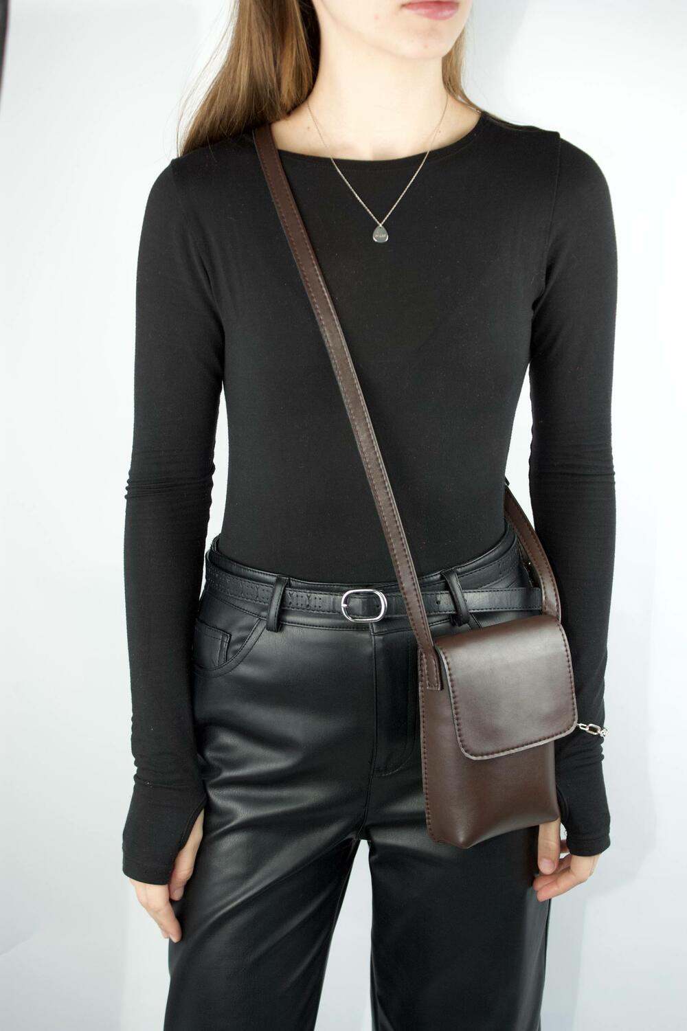 Сумка шкіряна mini, 1065 Шоколад