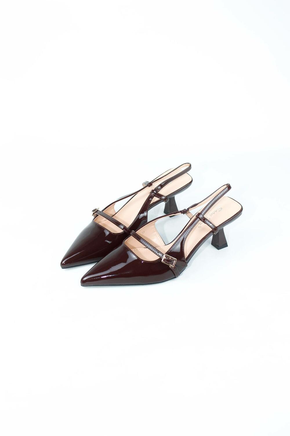 Слінгбеки лакові, 1 ремінець, коричневий, G87 коричневий, 38