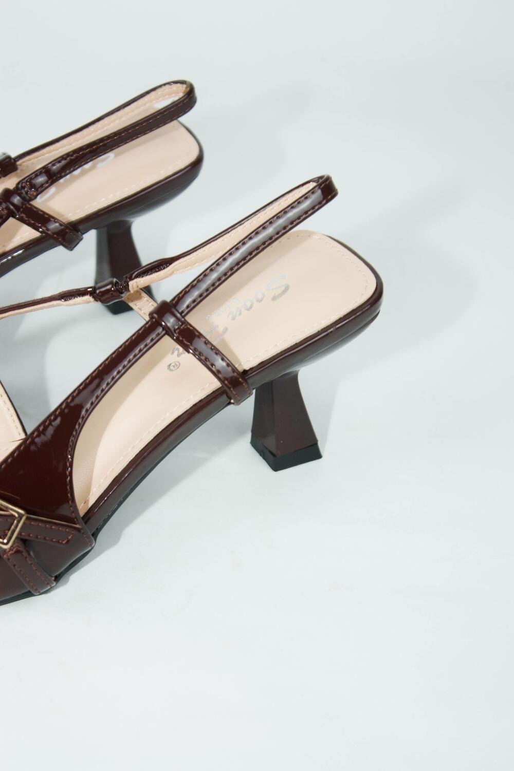 Слінгбеки лакові, 1 ремінець, коричневий, G87 коричневий, 38