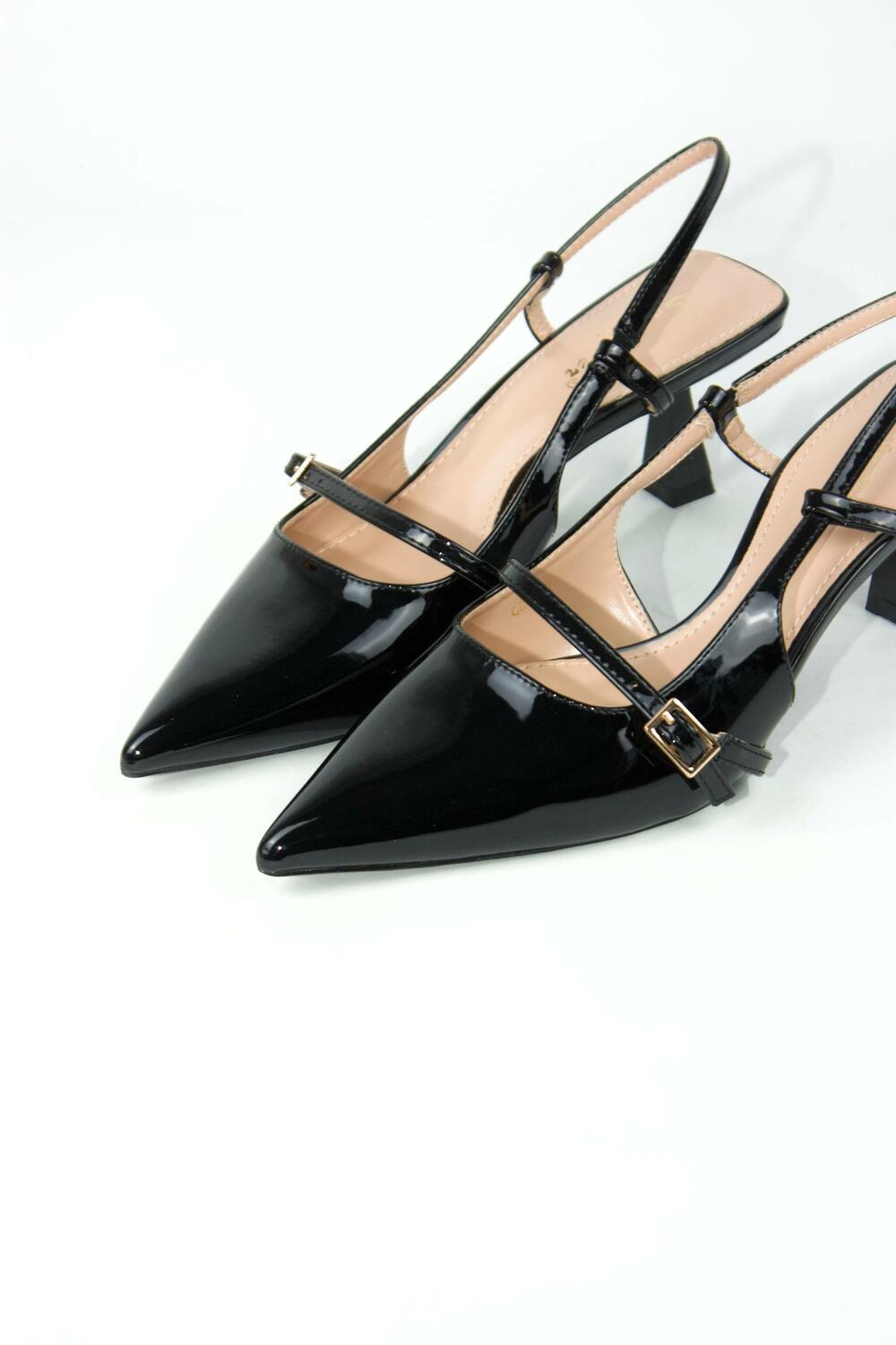 Слінгбеки лакові, 1 ремінець, чорний, G87 чорний, 39