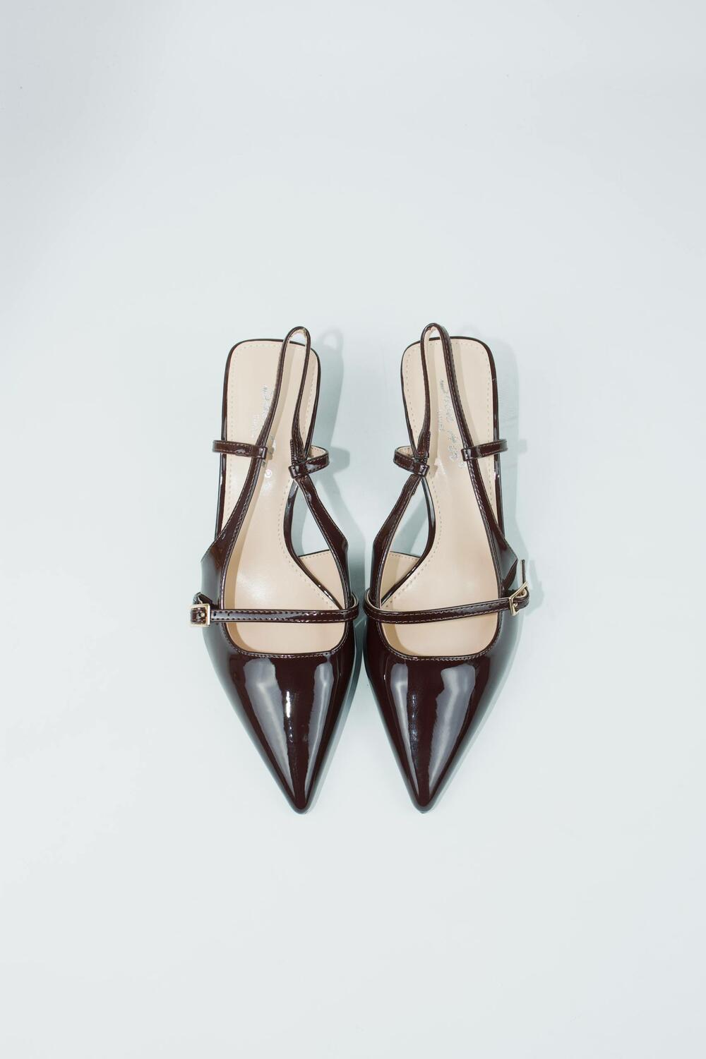 Слінгбеки лакові, 1 ремінець, коричневий, G87 коричневий, 38