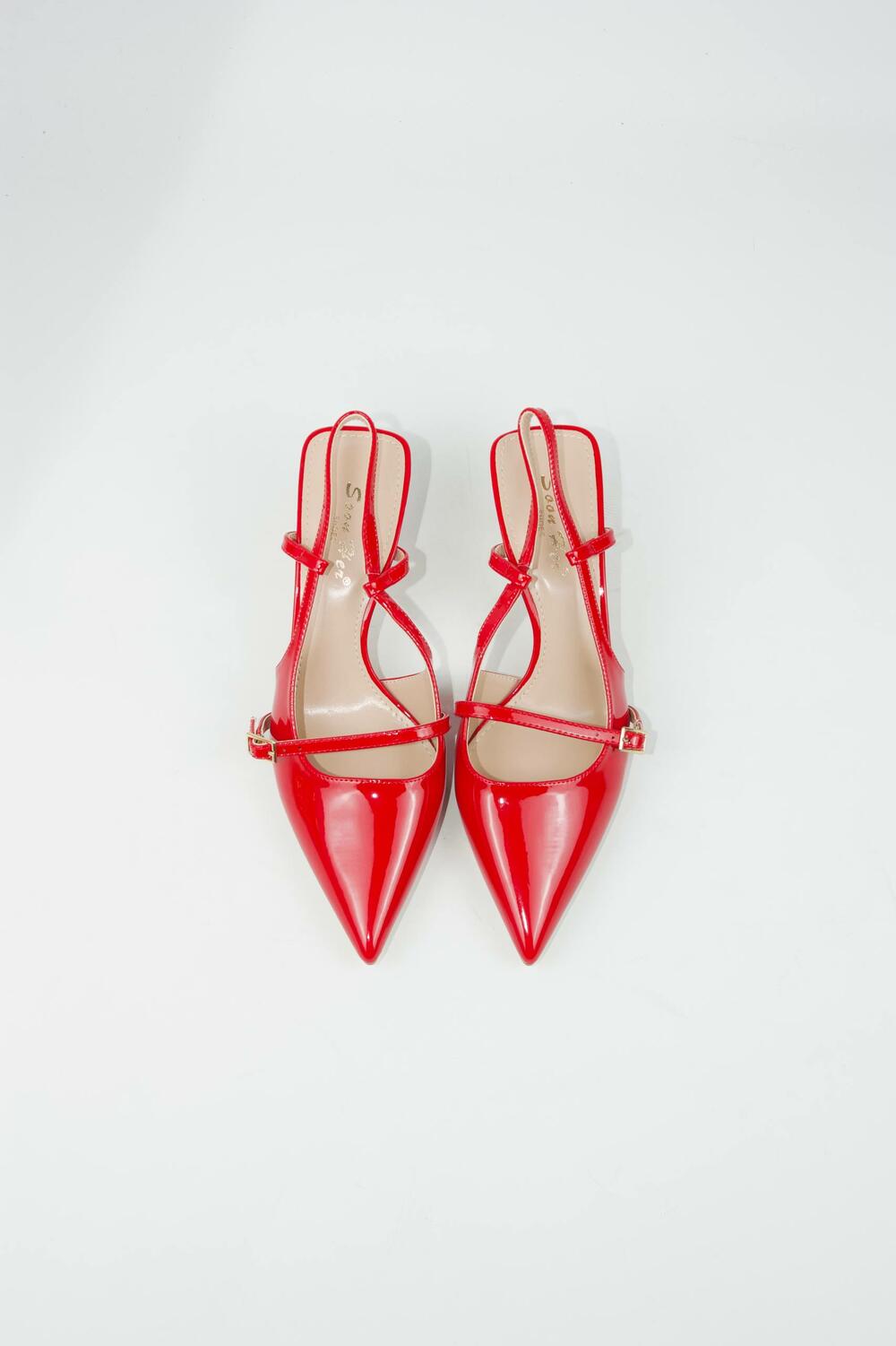 Слінгбеки лакові, 1 ремінець, червоний, G87 червоний, 36