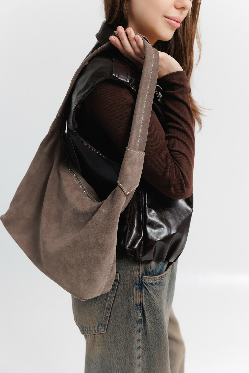 Сумка Аляска, замша таупе