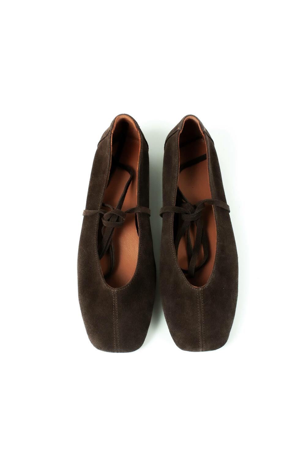 Балетки з квадратним носиком та зав'язками, ЗАМША, 4035 