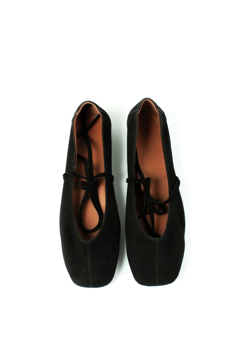 Балетки з квадратним носиком та зав'язками, ЗАМШ, 4035 