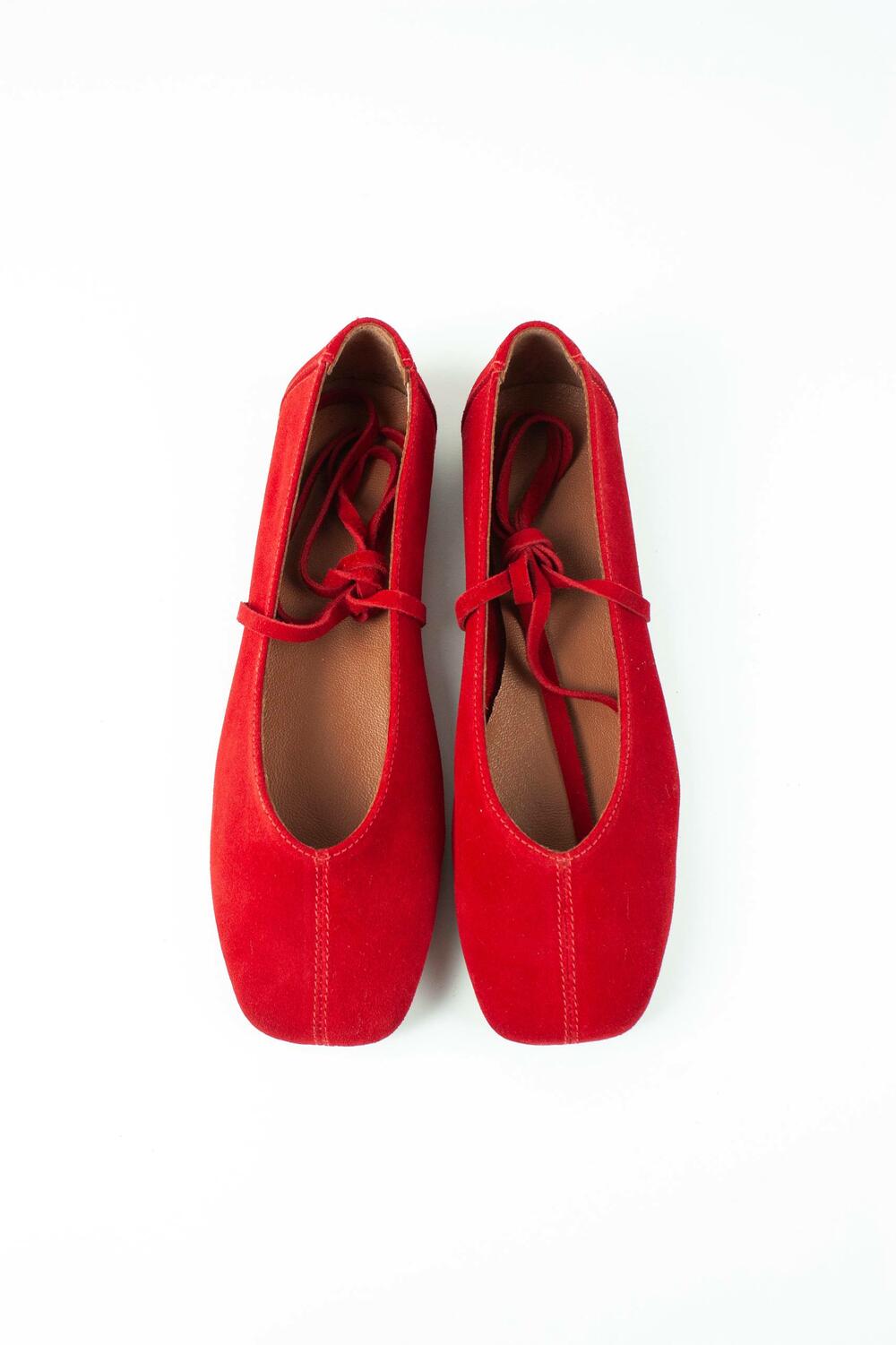 Балетки з квадратним носиком та зав'язками, ЗАМША, 4035 