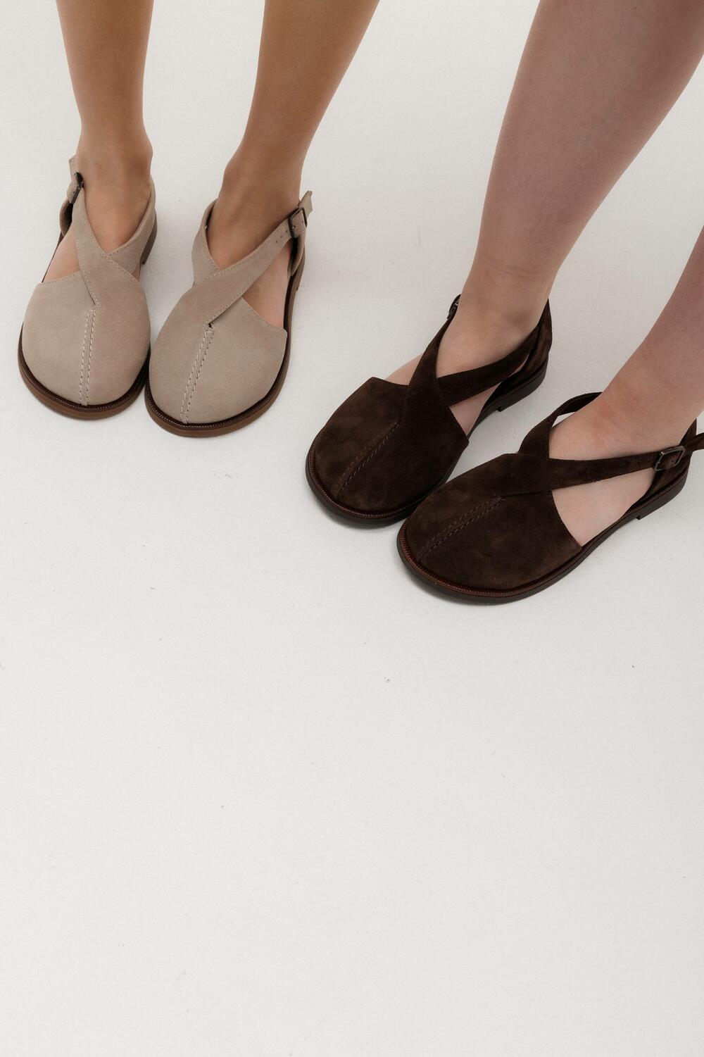 Закриті босоніжки замшеві, Т-25-0079 Шоколад, 40