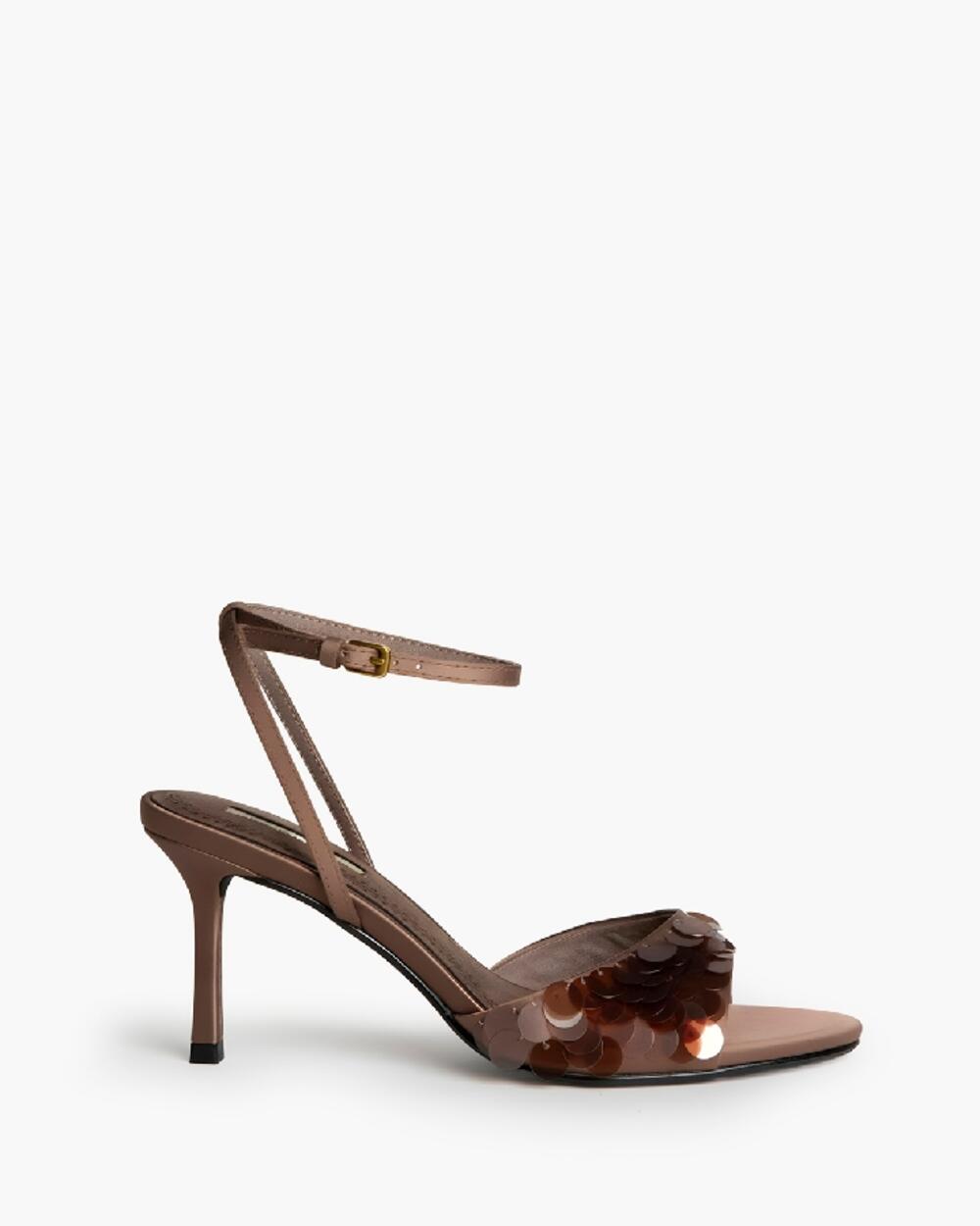 Босоніжки з паєтками М6281 коричневий, 40