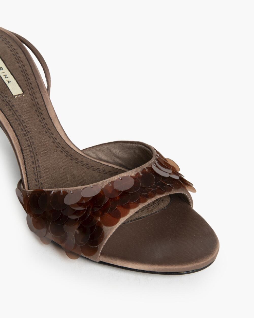 Босоніжки з паєтками М6281 коричневий, 40