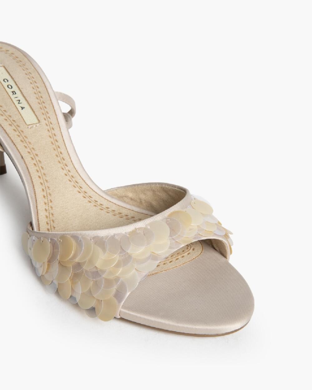 Босоніжки з паєтками М6281 беж, 41